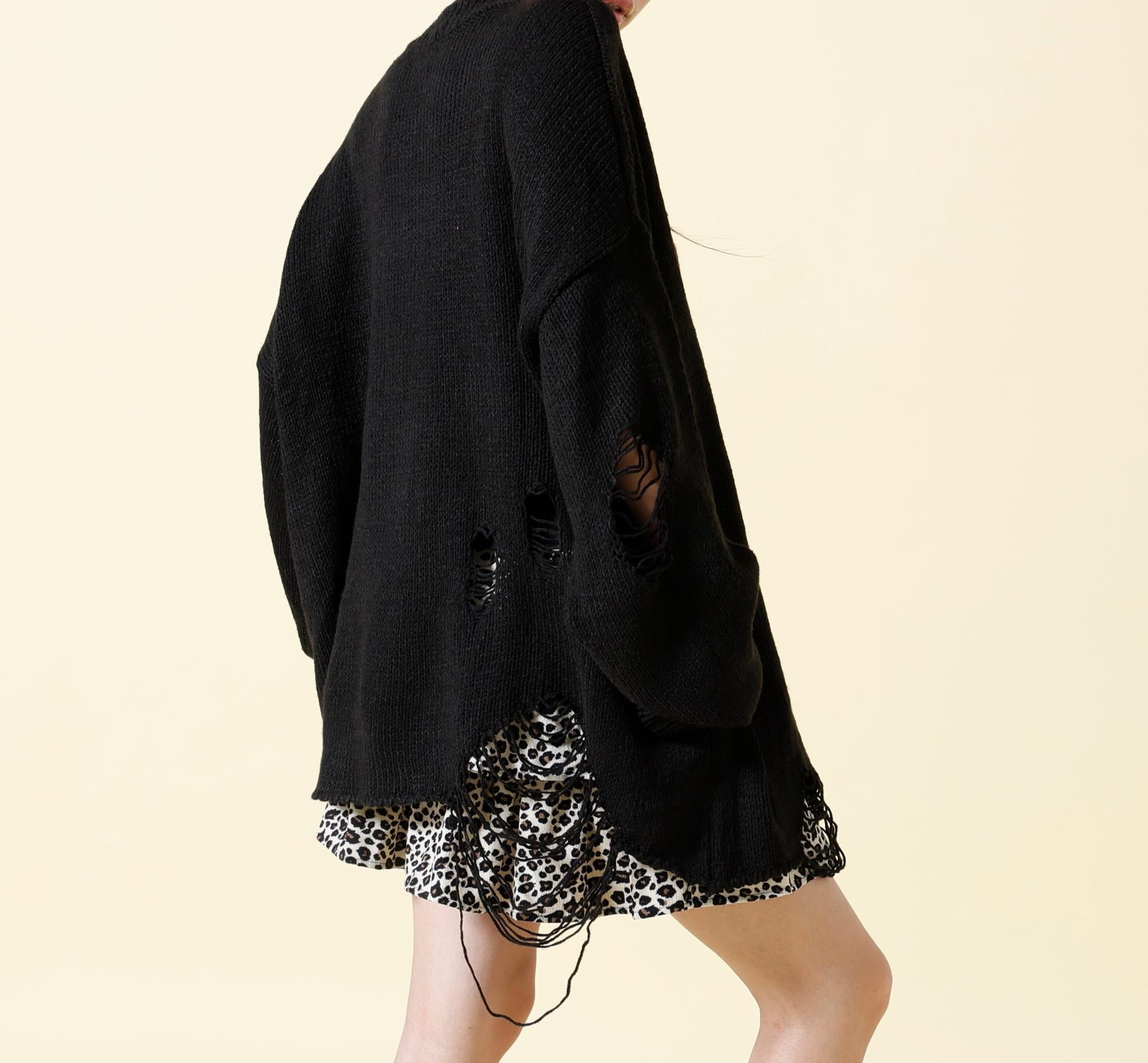 SIS/エスアイエス/Damage Knit ブラック