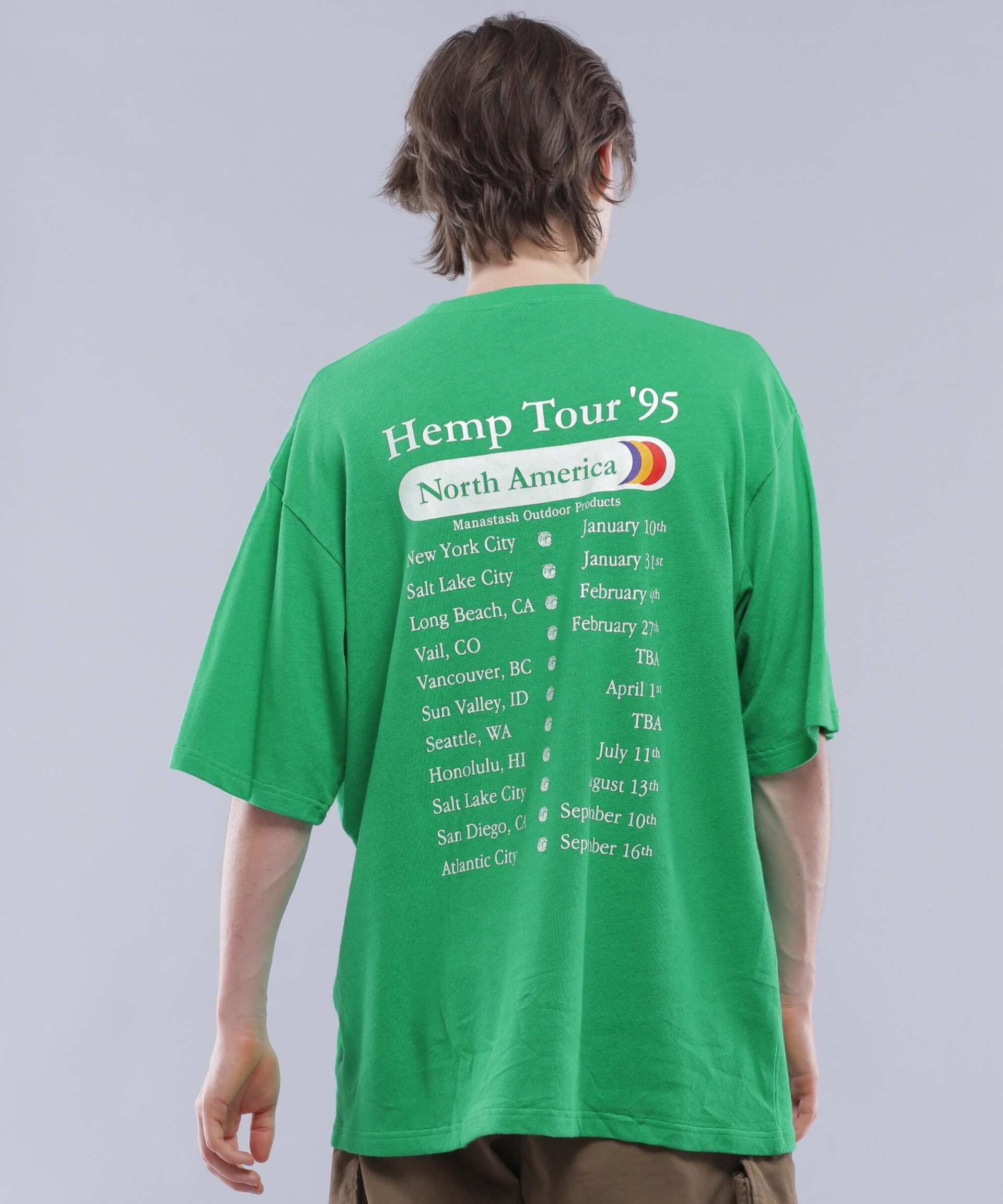 MANASTASH/マナスタッシュ/HEMP TEE TOU>/ヘンプツアーTシャツ グリーン