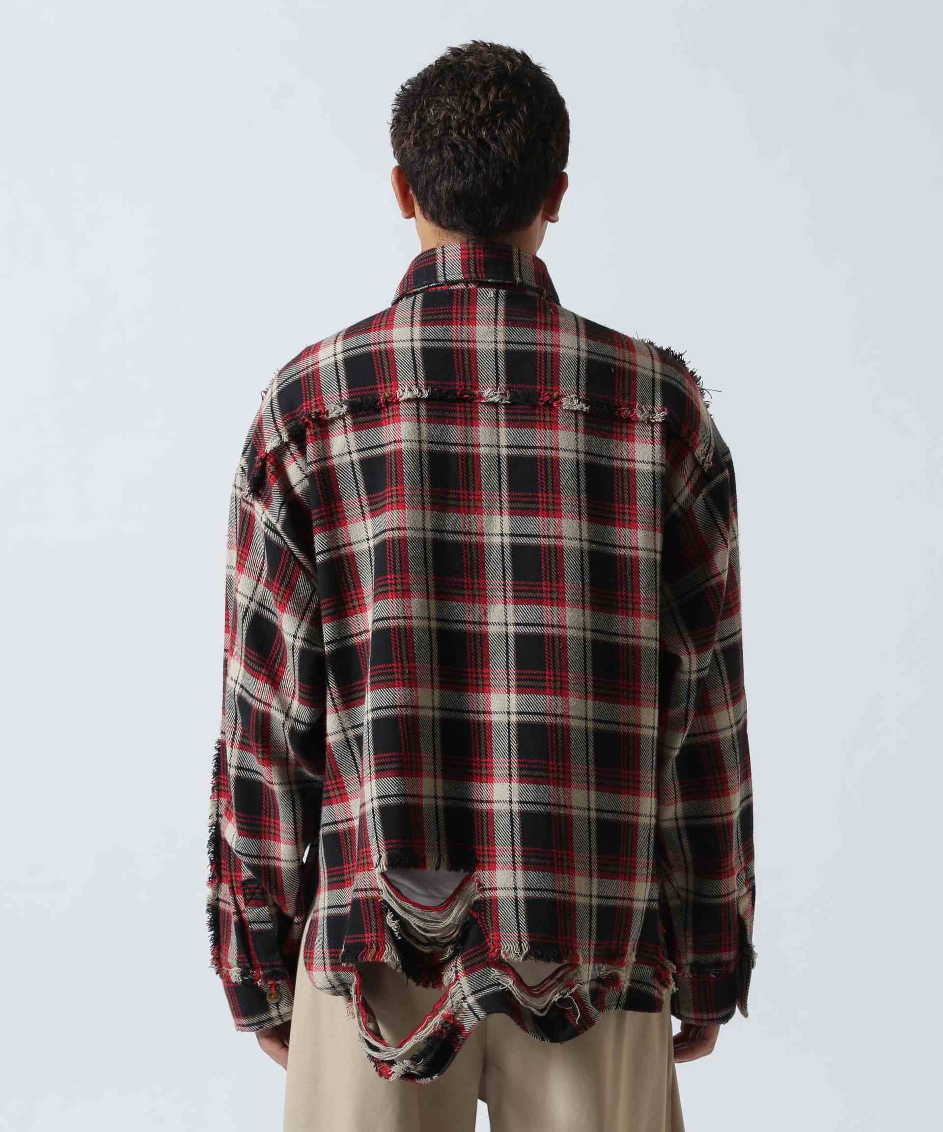 F><13NDS/フレンズ/PIGMENT CHECK SHI>T レッド