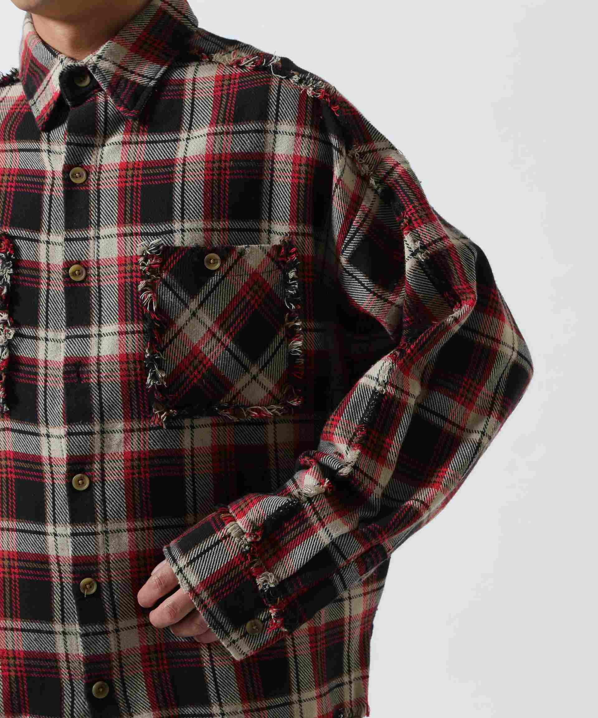 F><13NDS/フレンズ/PIGMENT CHECK SHI>T レッド