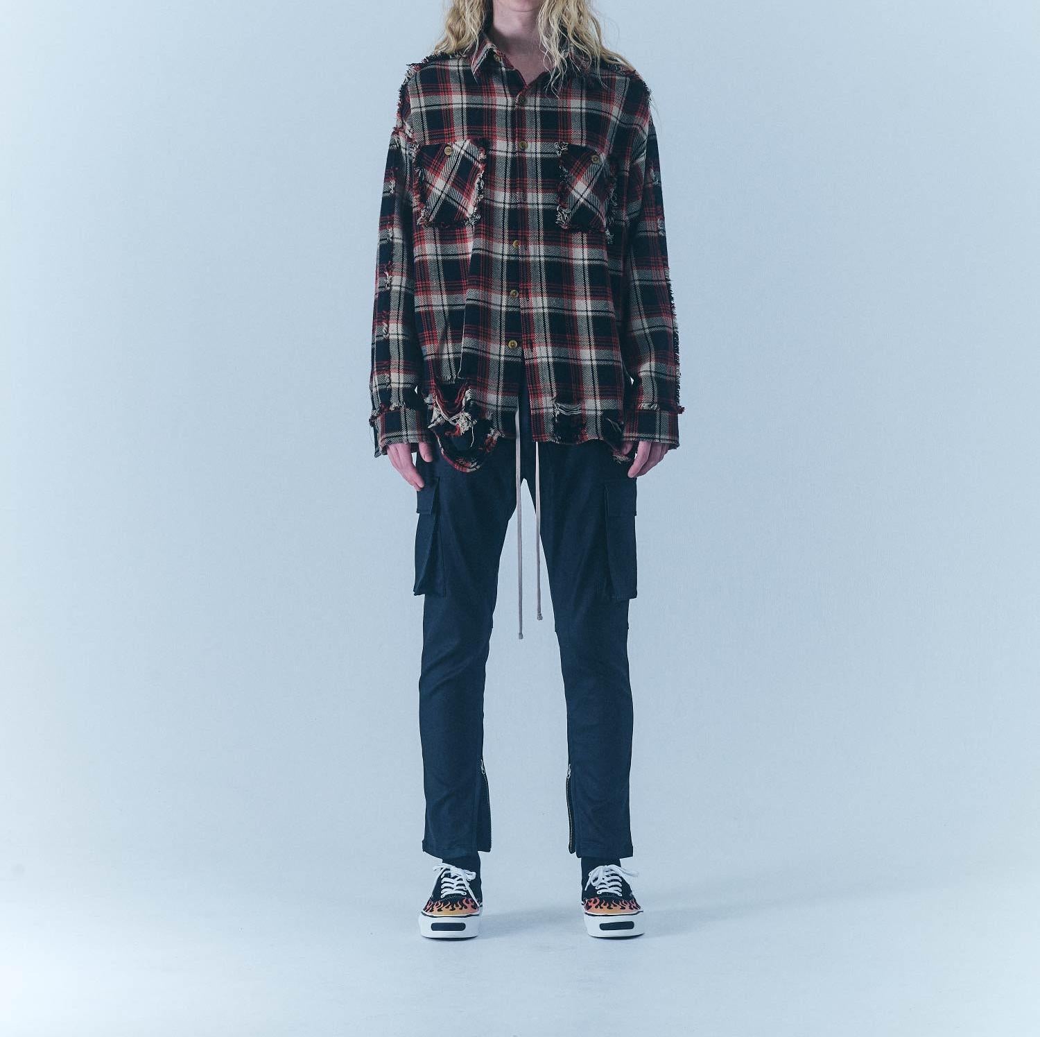 F><13NDS/フレンズ/PIGMENT CHECK SHI>T レッド