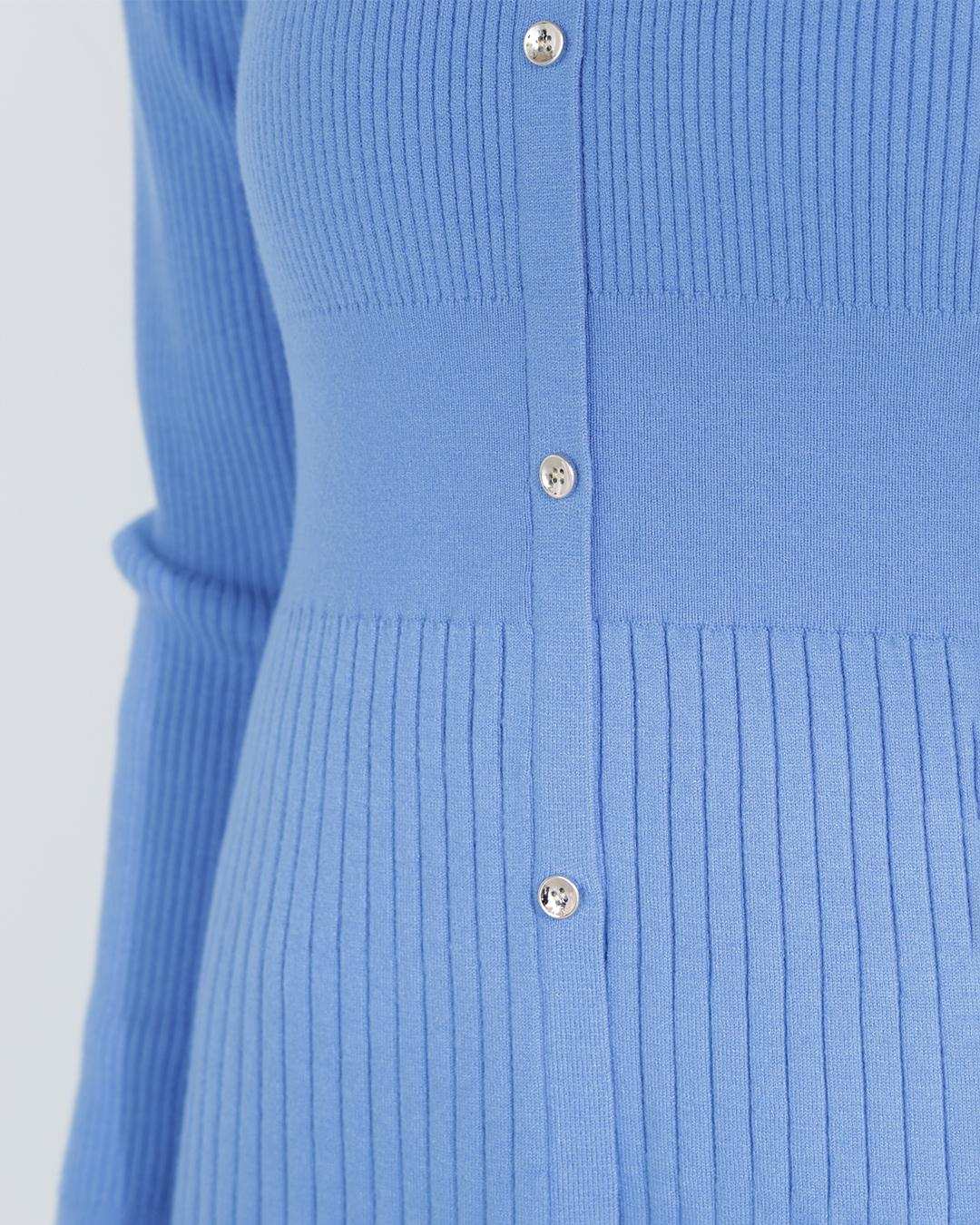 スキッパーリブニットワンピース ブルー