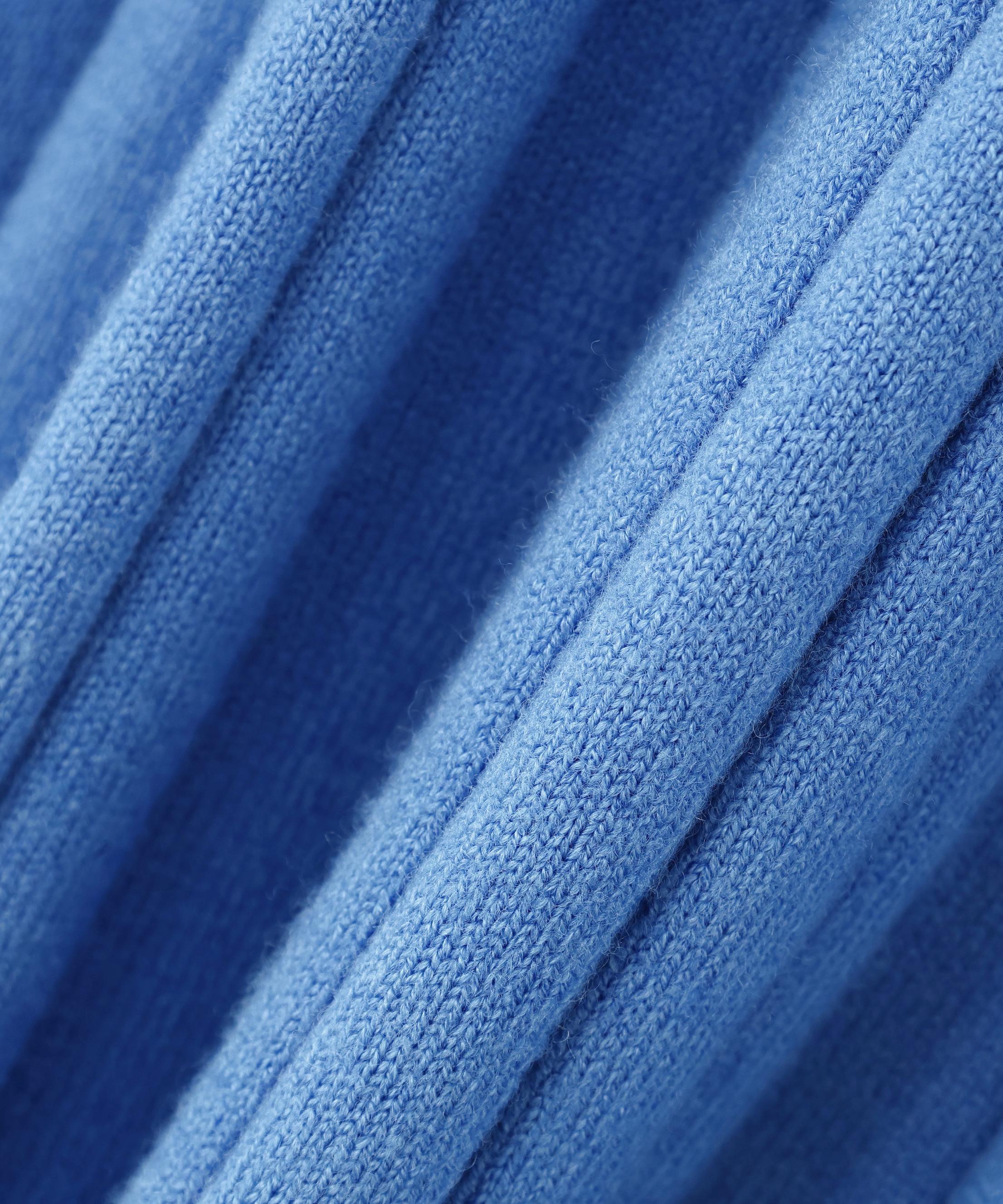 スキッパーリブニットワンピース ブルー