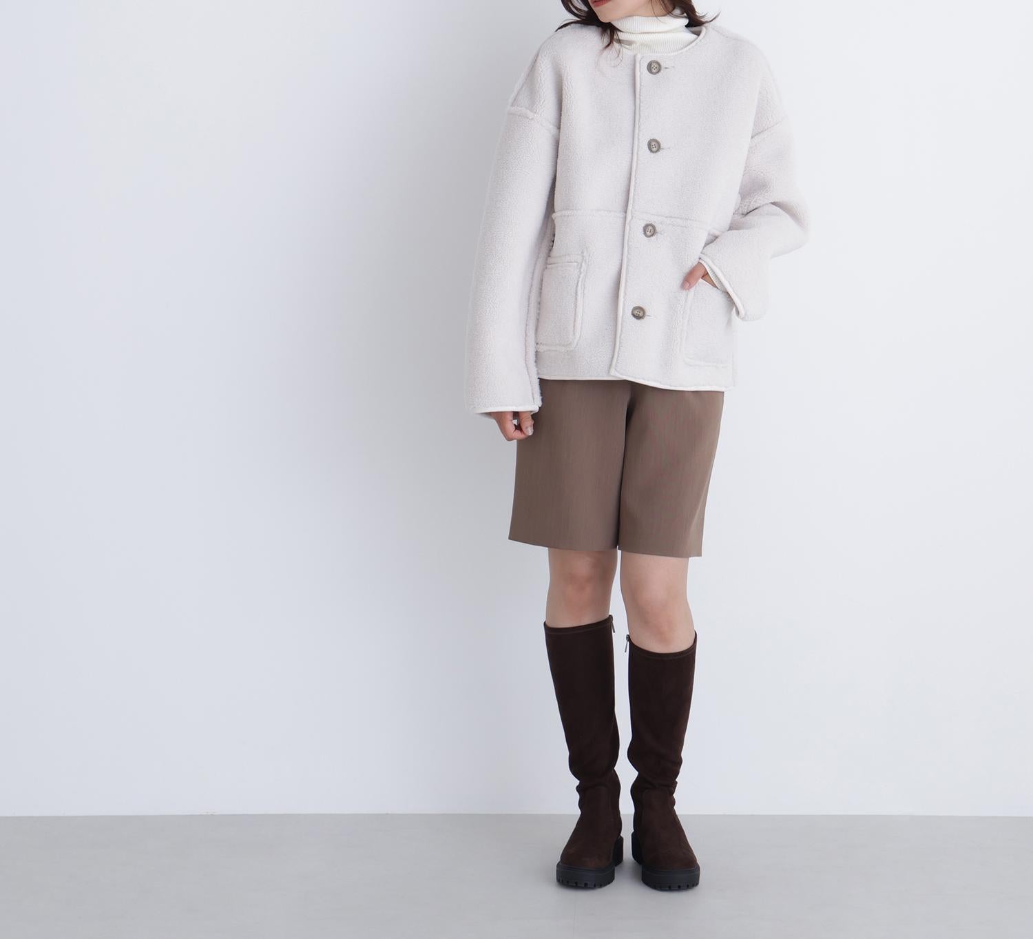 リバーシブルフェイクスウェードコート エクリュ1