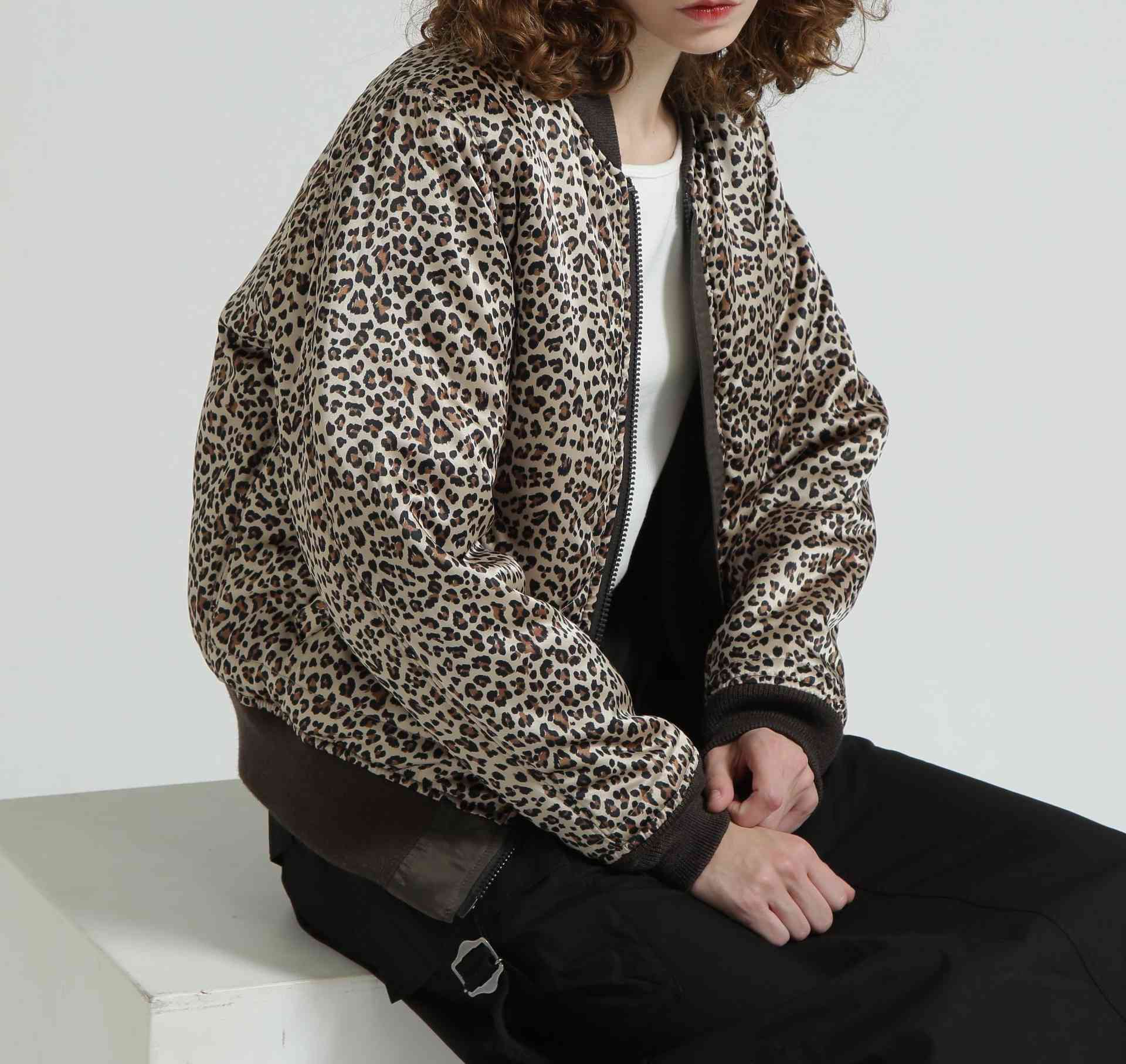《WOMAN》LEOPARD LOGO MA-1 ブラウン
