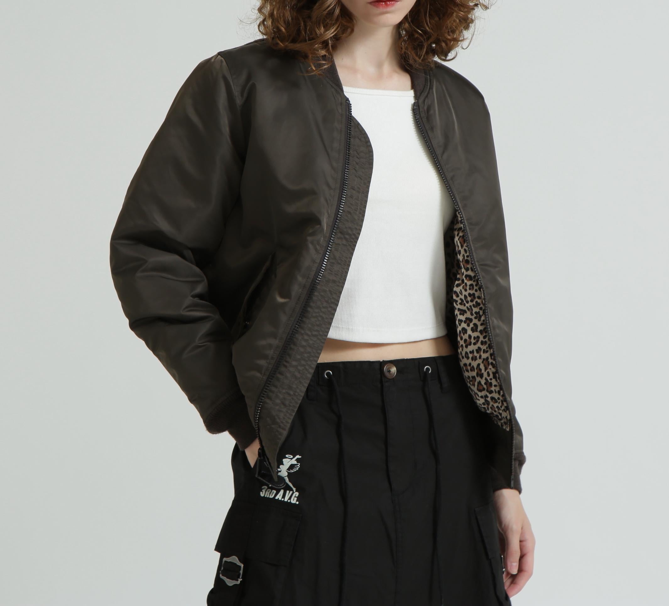 《WOMAN》LEOPARD LOGO MA-1 ブラウン