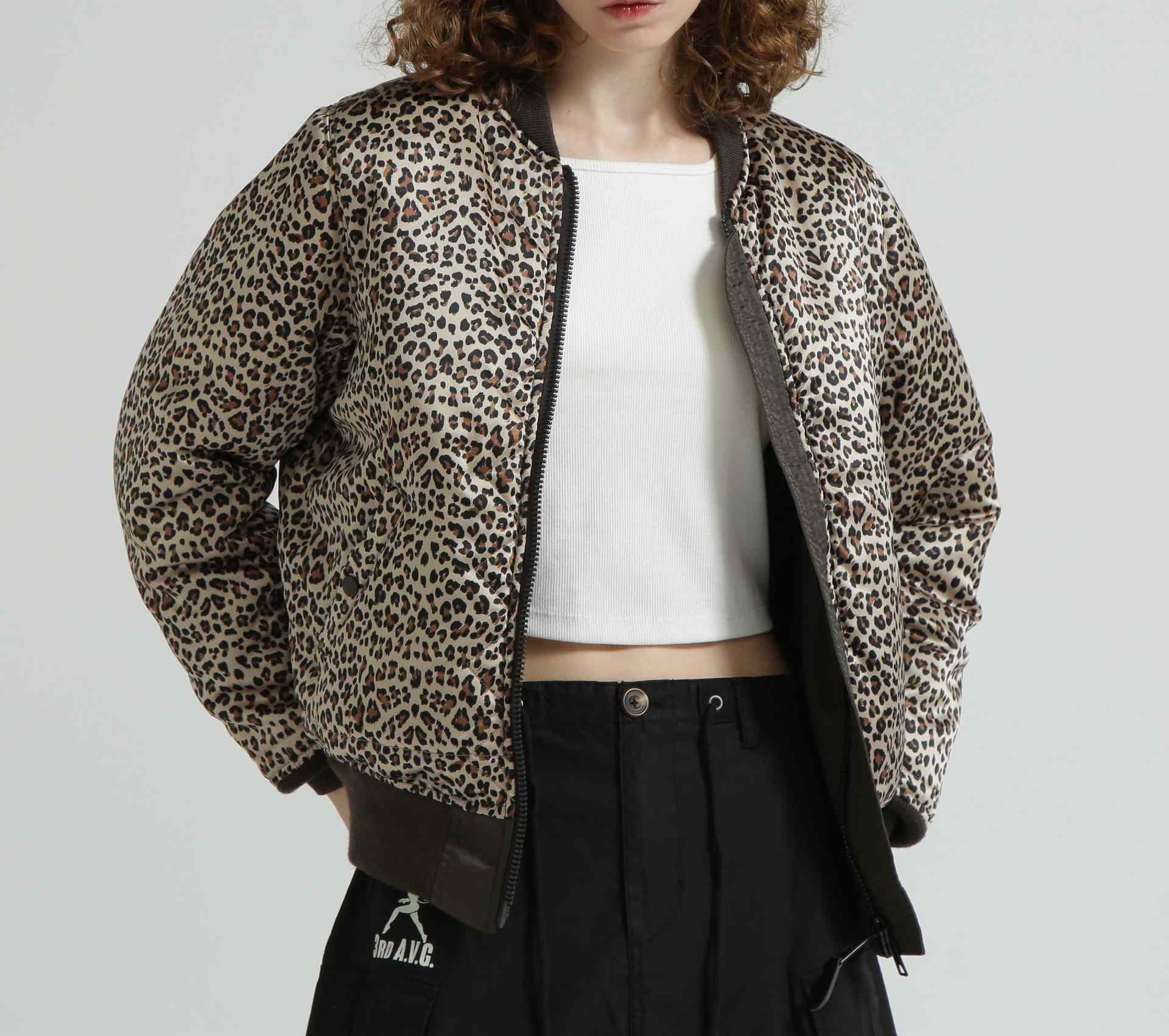 《WOMAN》LEOPARD LOGO MA-1 ブラウン