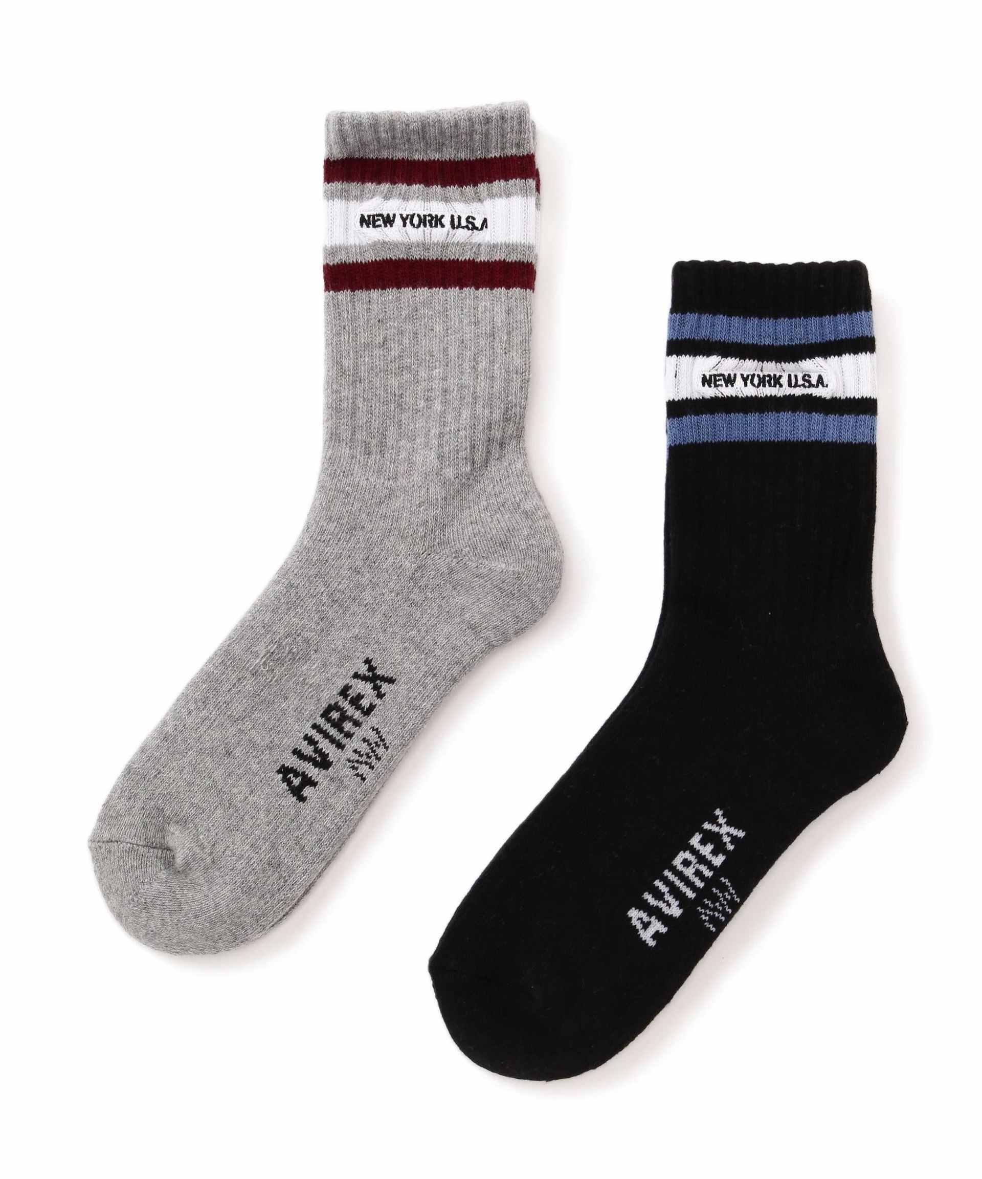 LINE NEW YO>K SOCKS/ラインニューヨークソックス グレー