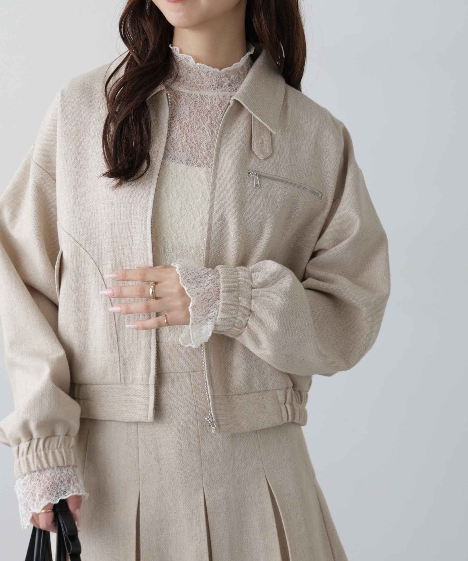 ジップブルゾン ベージュ1