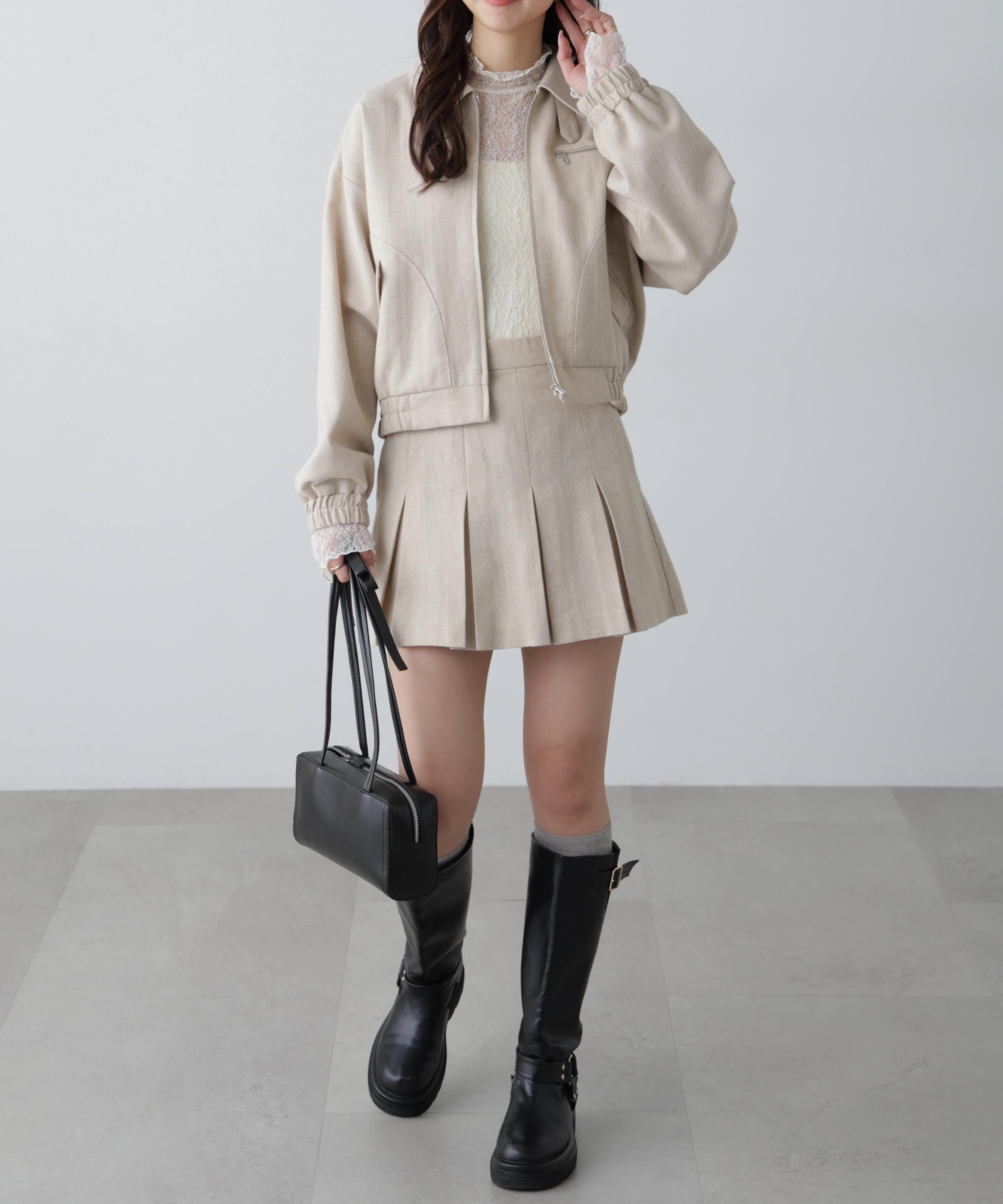 ジップブルゾン ベージュ1