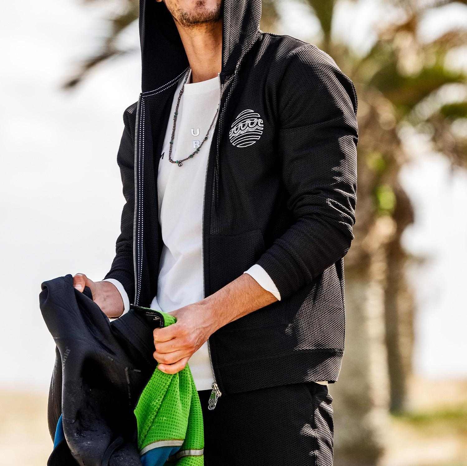 muta MA>INE/ムータ マリン/別注メッシュフーディー ブラック