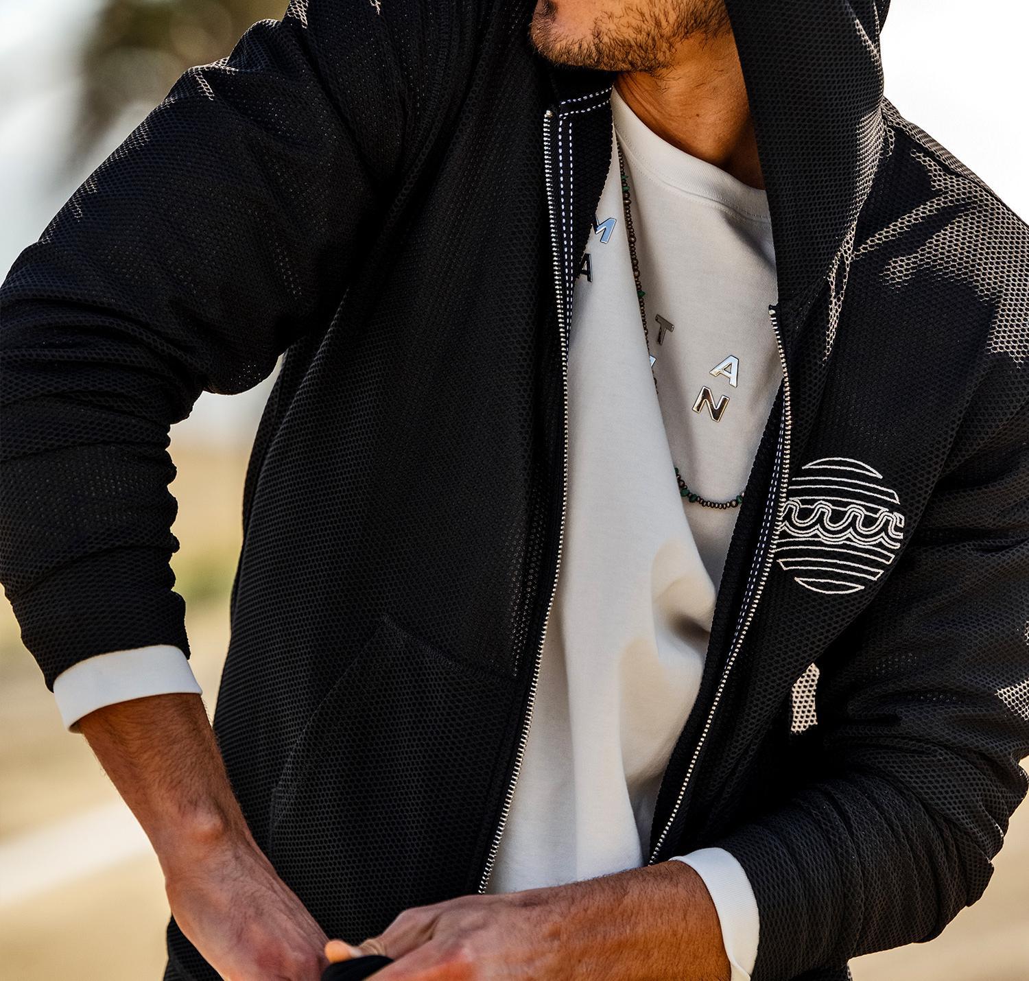 muta MA>INE/ムータ マリン/別注メッシュフーディー ブラック