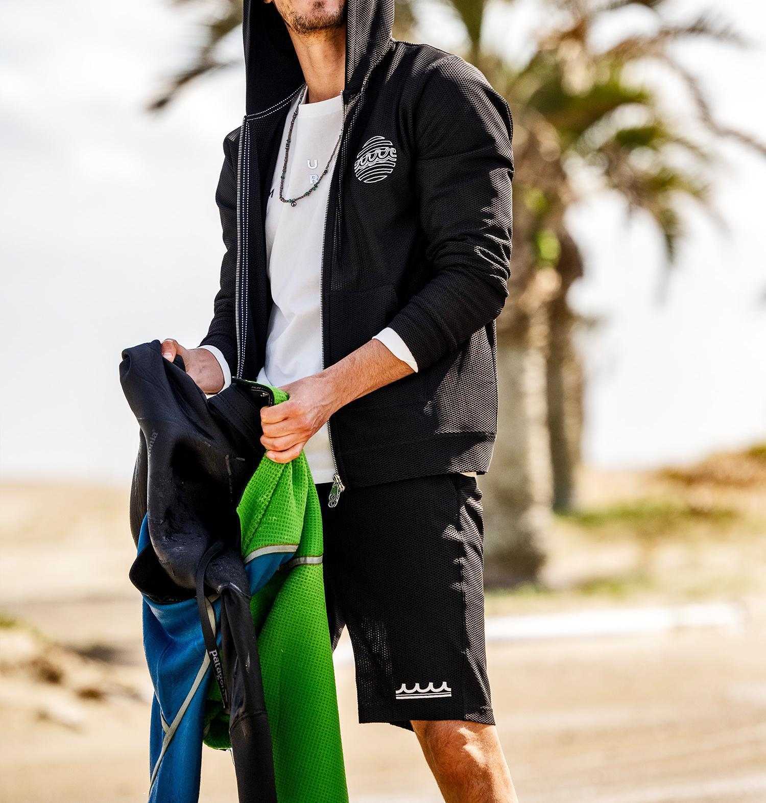 muta MA>INE/ムータ マリン/別注メッシュフーディー ブラック