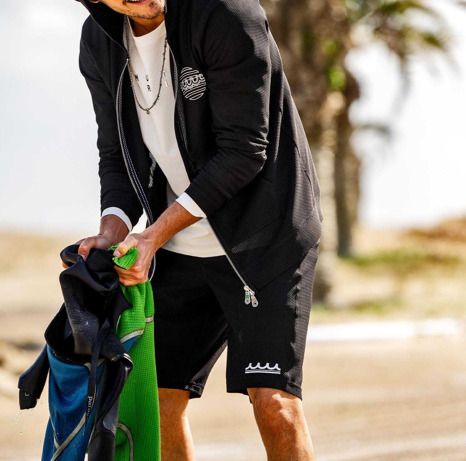 muta MA>INE/ムータ マリン/別注メッシュフーディー ブラック