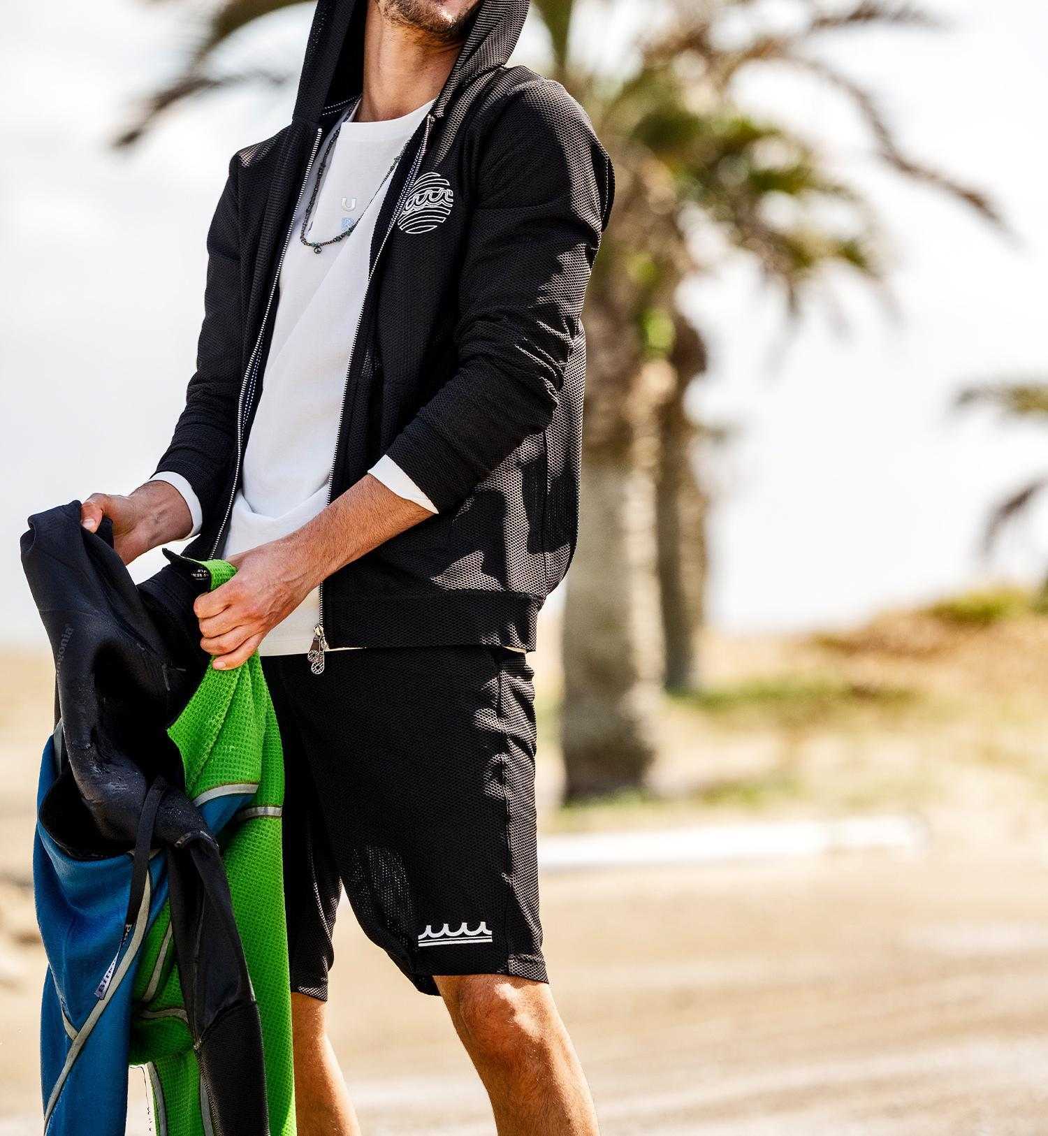 muta MA>INE/ムータ マリン/別注メッシュフーディー ブラック