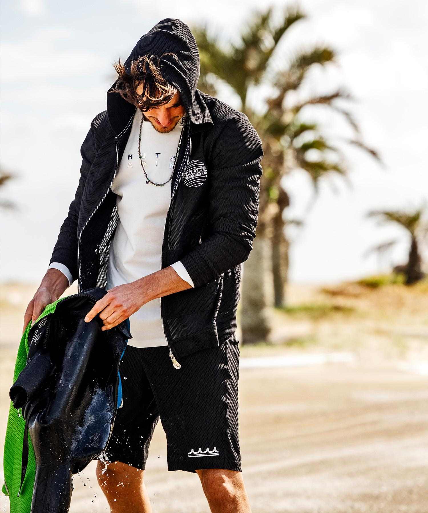 muta MA>INE/ムータ マリン/別注メッシュフーディー ブラック