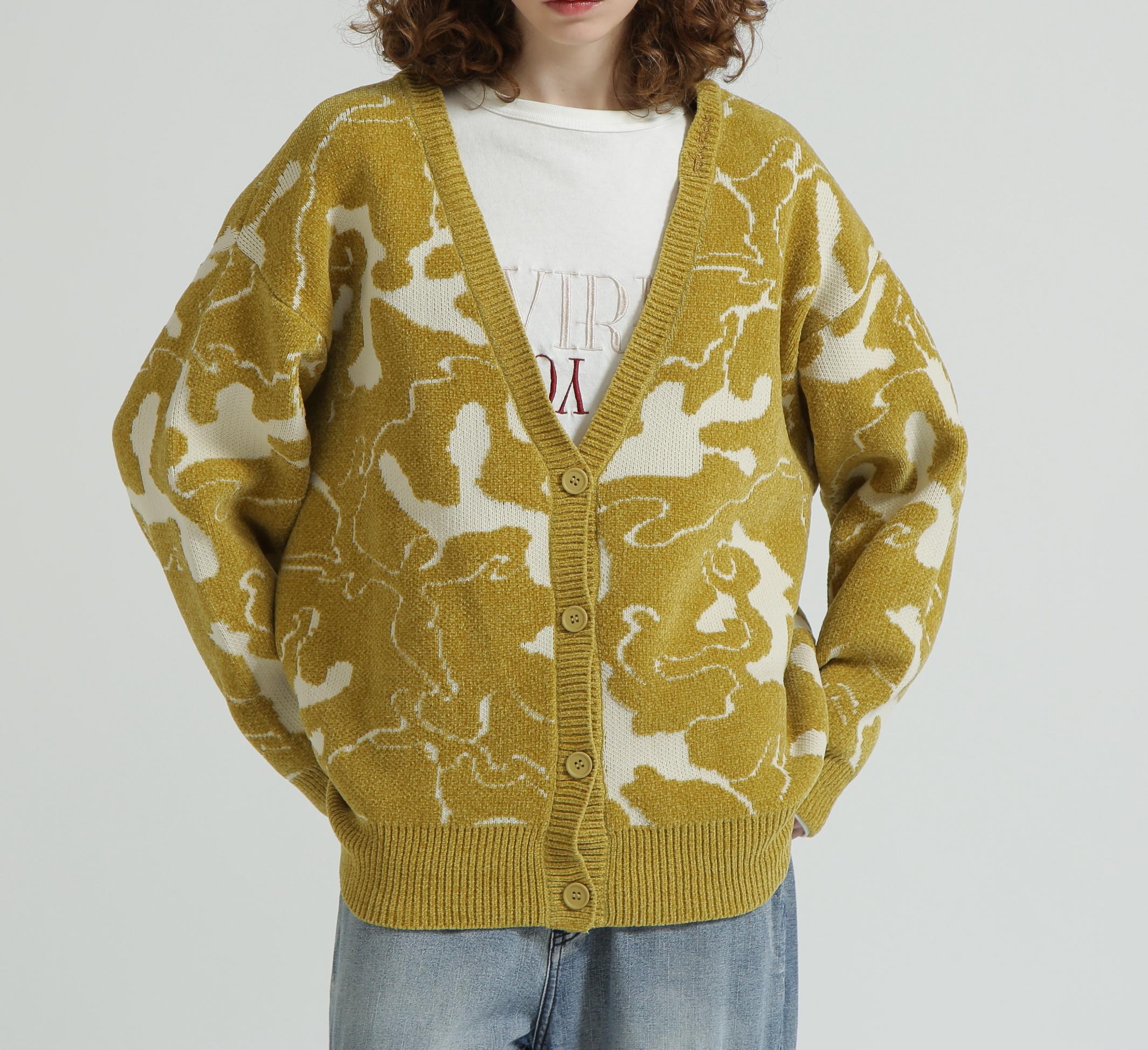 《直営店限定》BOUCLE CAMO KINT CARDIGAN イエロー