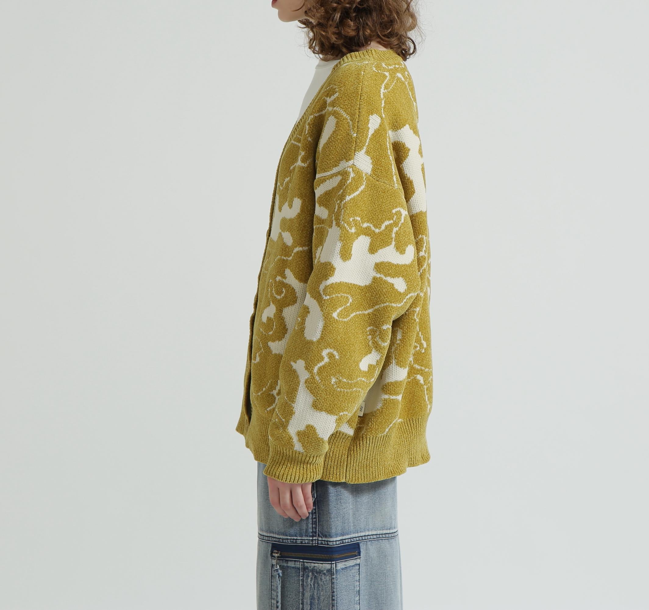 《直営店限定》BOUCLE CAMO KINT CARDIGAN イエロー