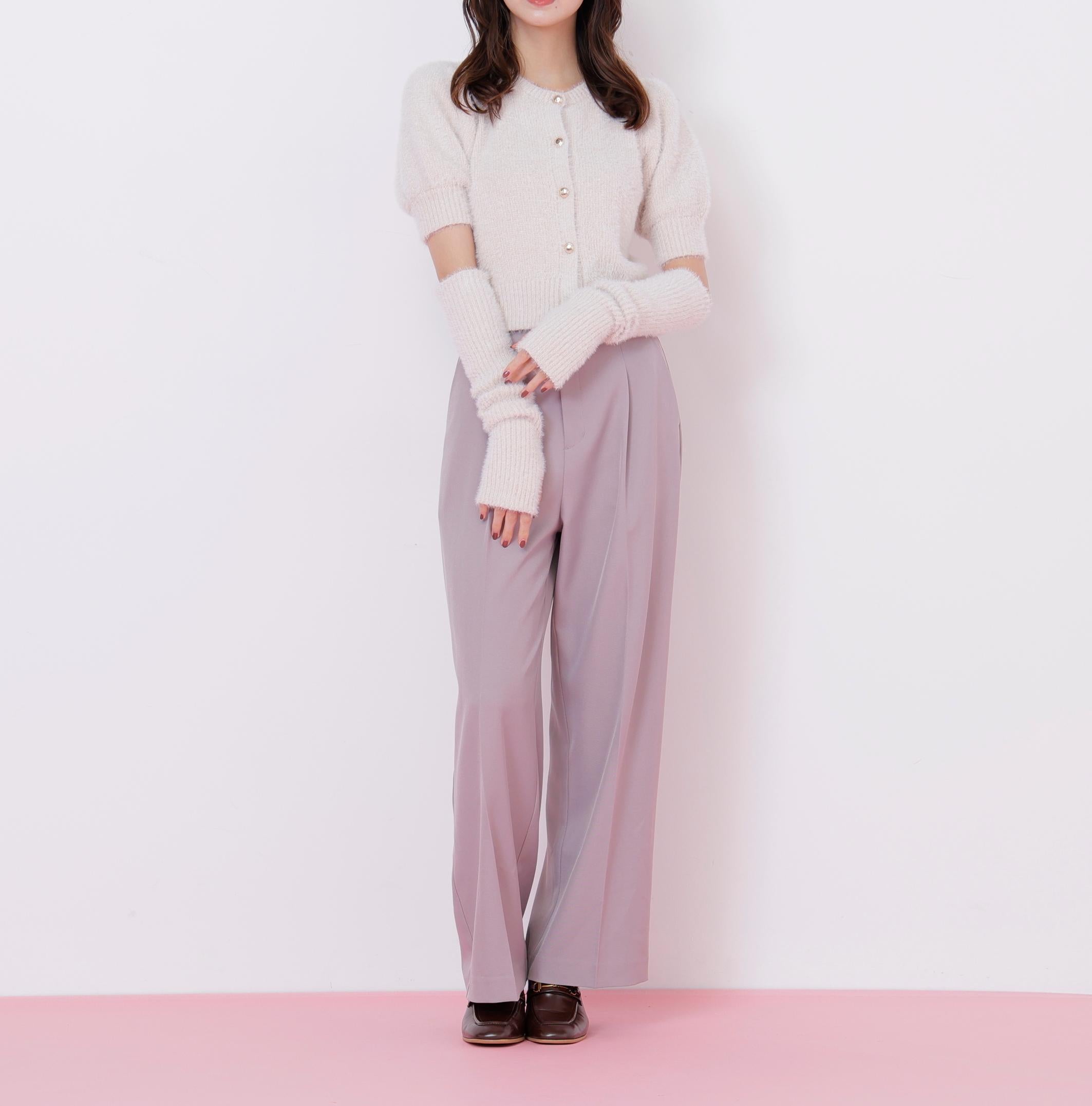 アームウォーマー付きモールシャギーニット エクリュ