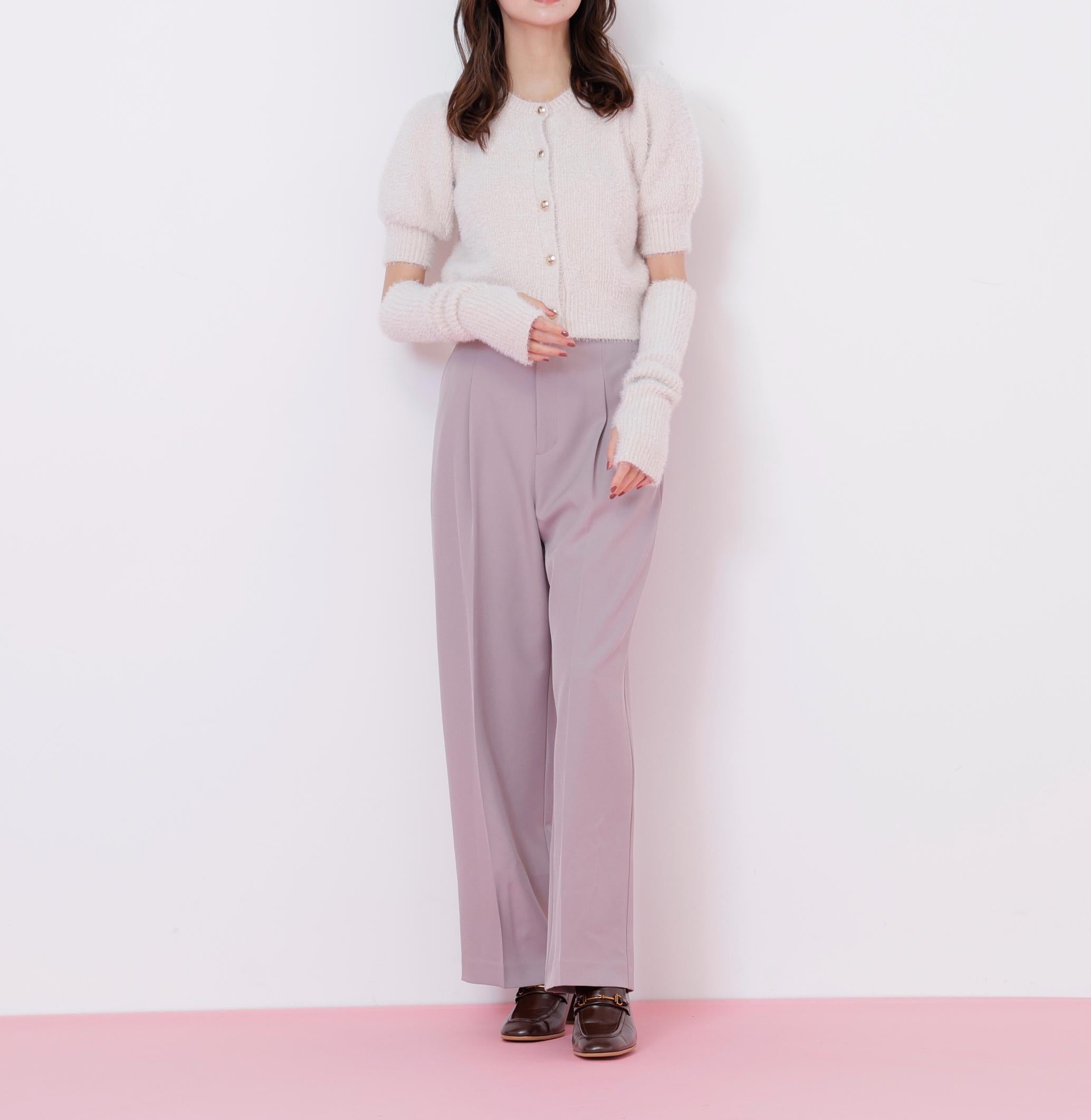 アームウォーマー付きモールシャギーニット エクリュ