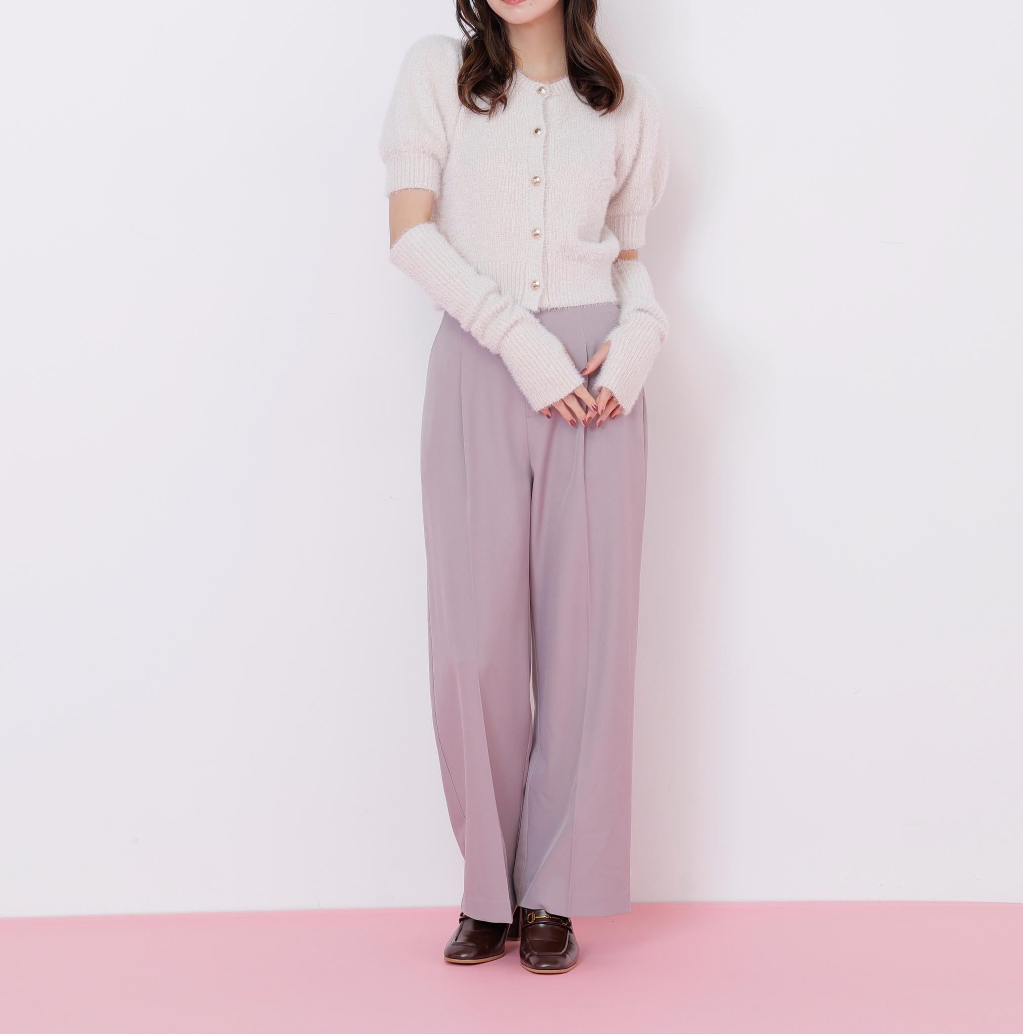 アームウォーマー付きモールシャギーニット エクリュ