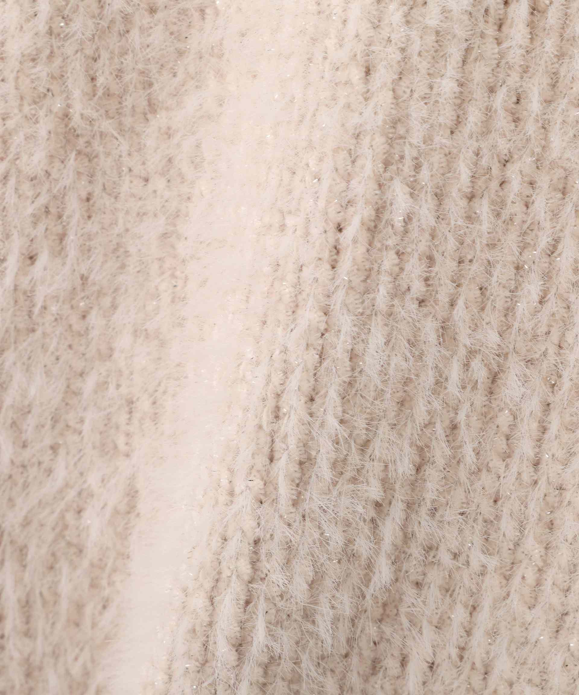 アームウォーマー付きモールシャギーニット エクリュ