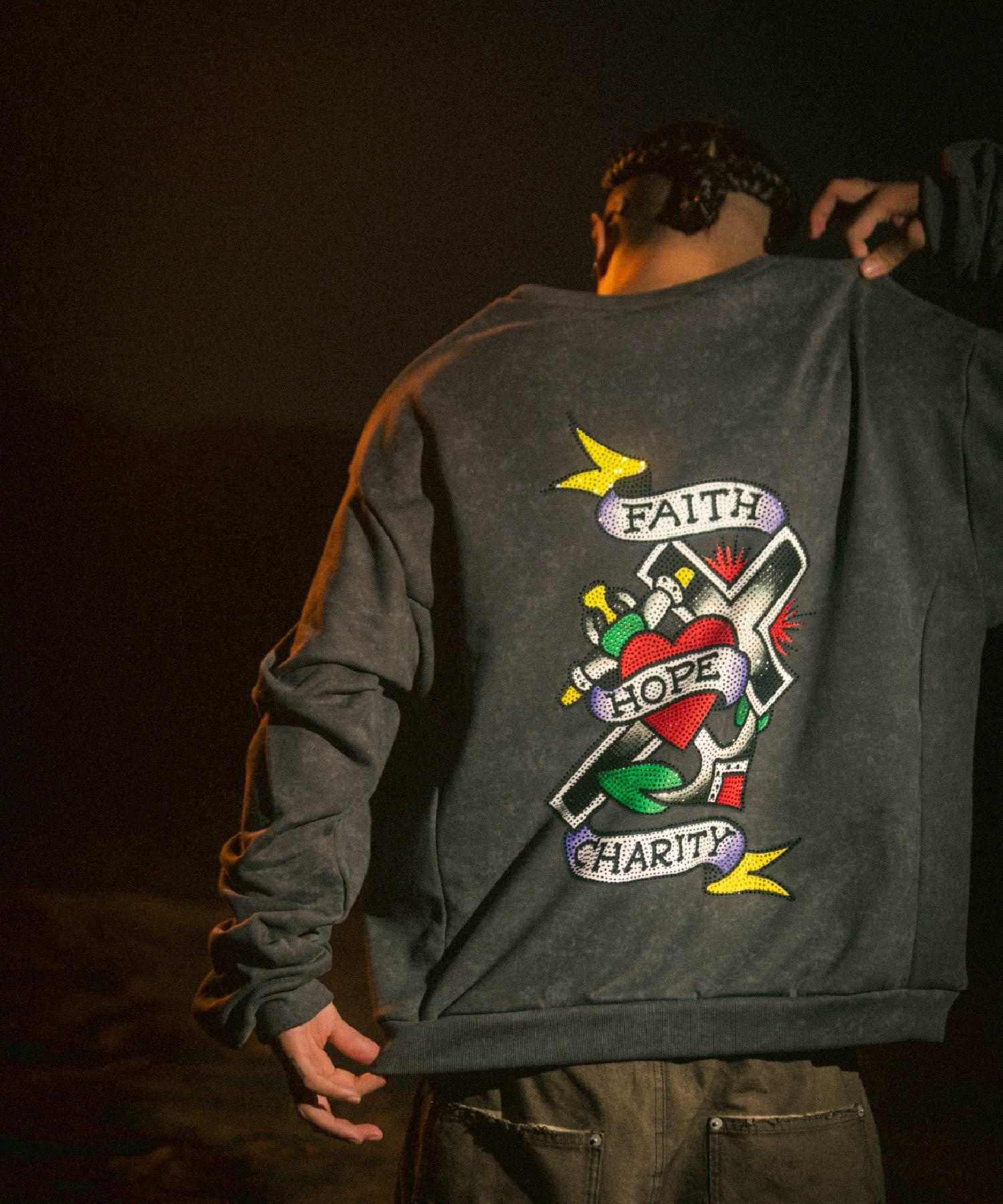 FR(13)NDS × Ed Hardy/フレンズ × エド・ハーディ/コラボスウェット グレー