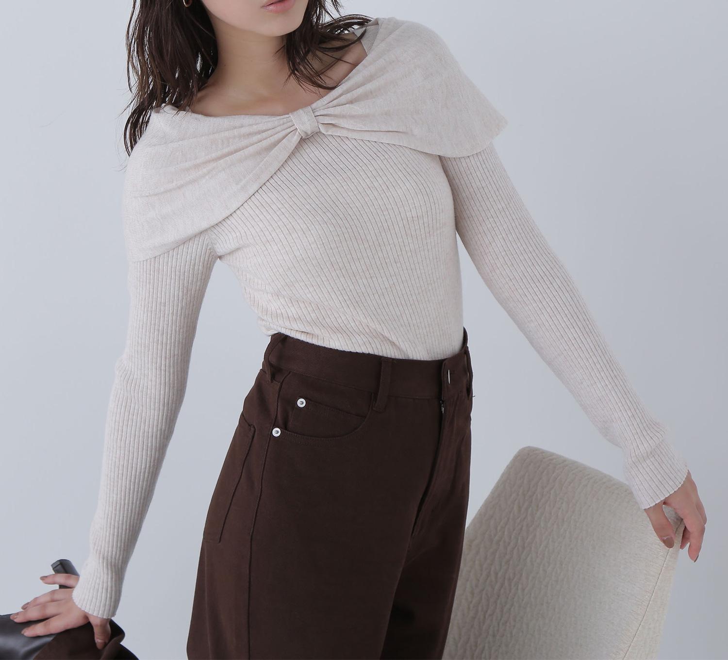 フロントリボンニット アイボリー1