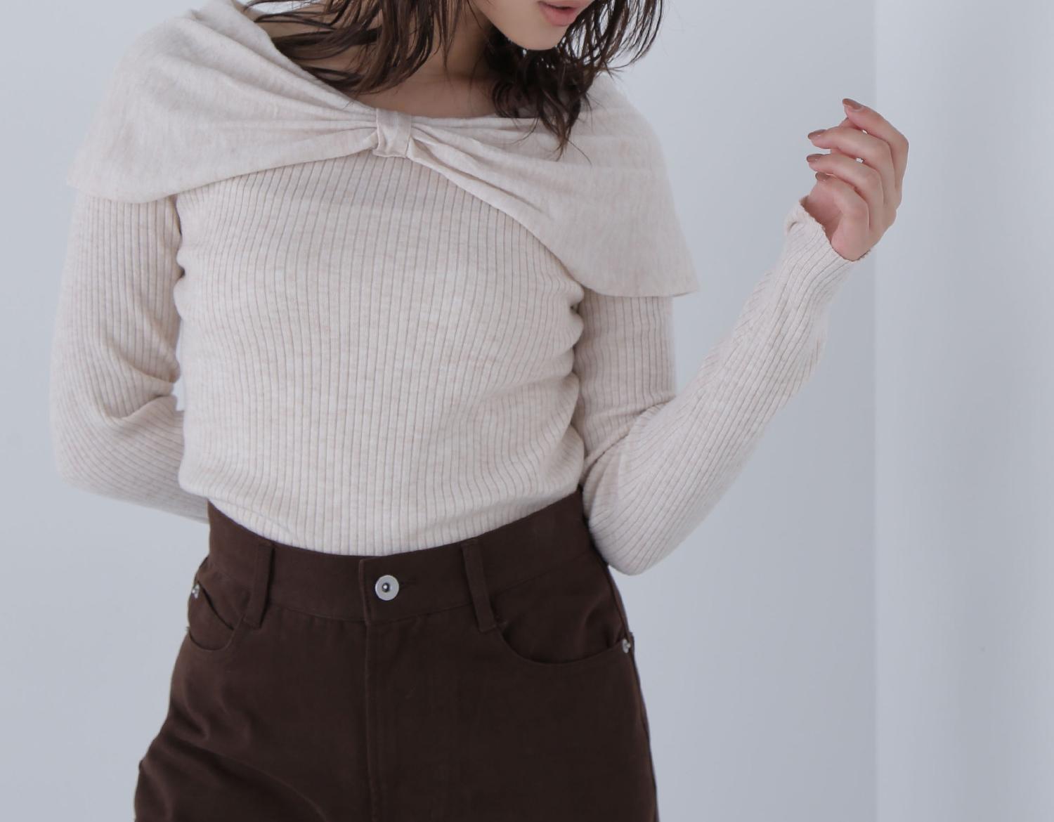 フロントリボンニット アイボリー1