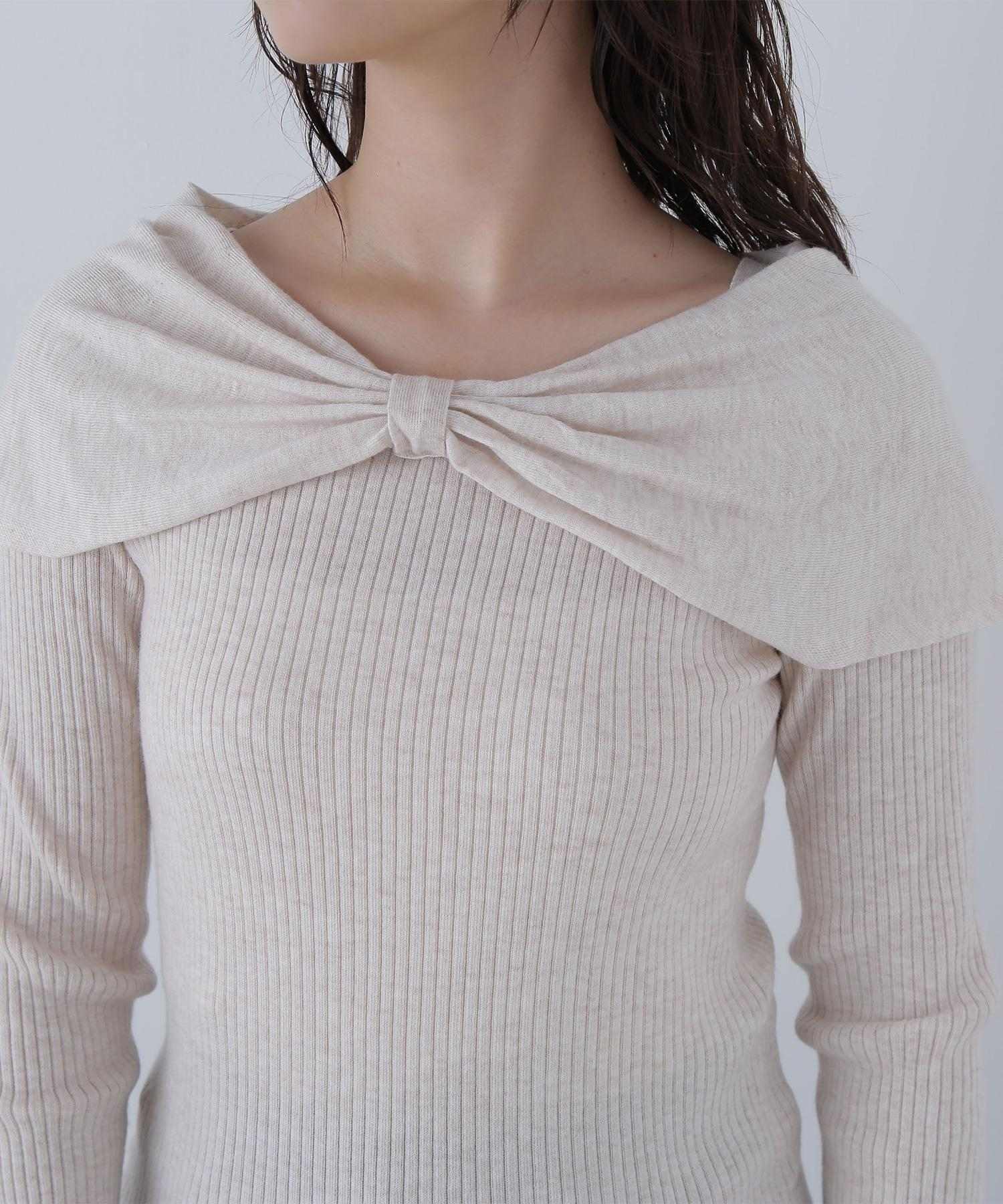 フロントリボンニット アイボリー1