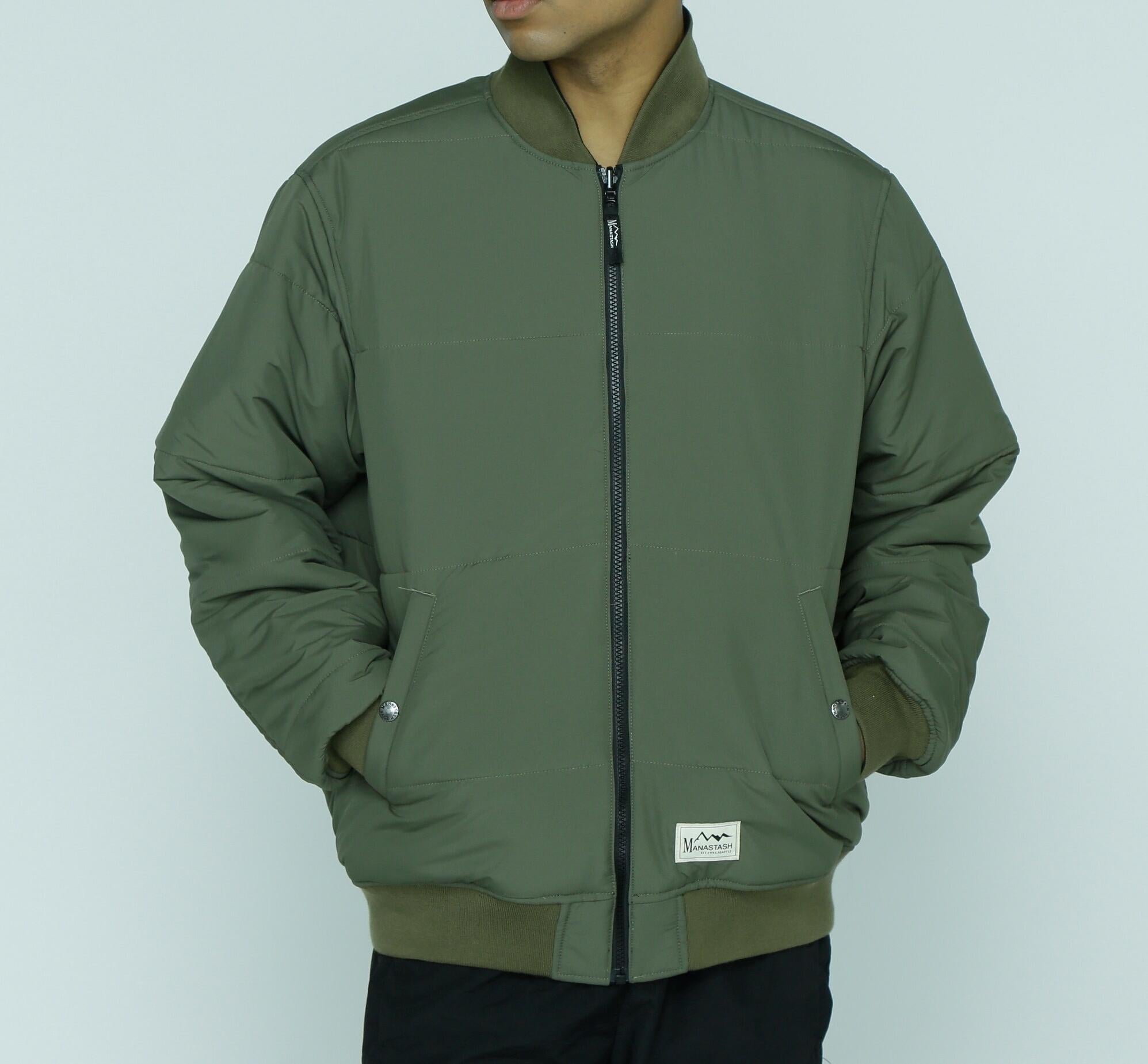 MANASTASH/>EVE>SIRLE NYLON VA>SITY JACKET ブラック