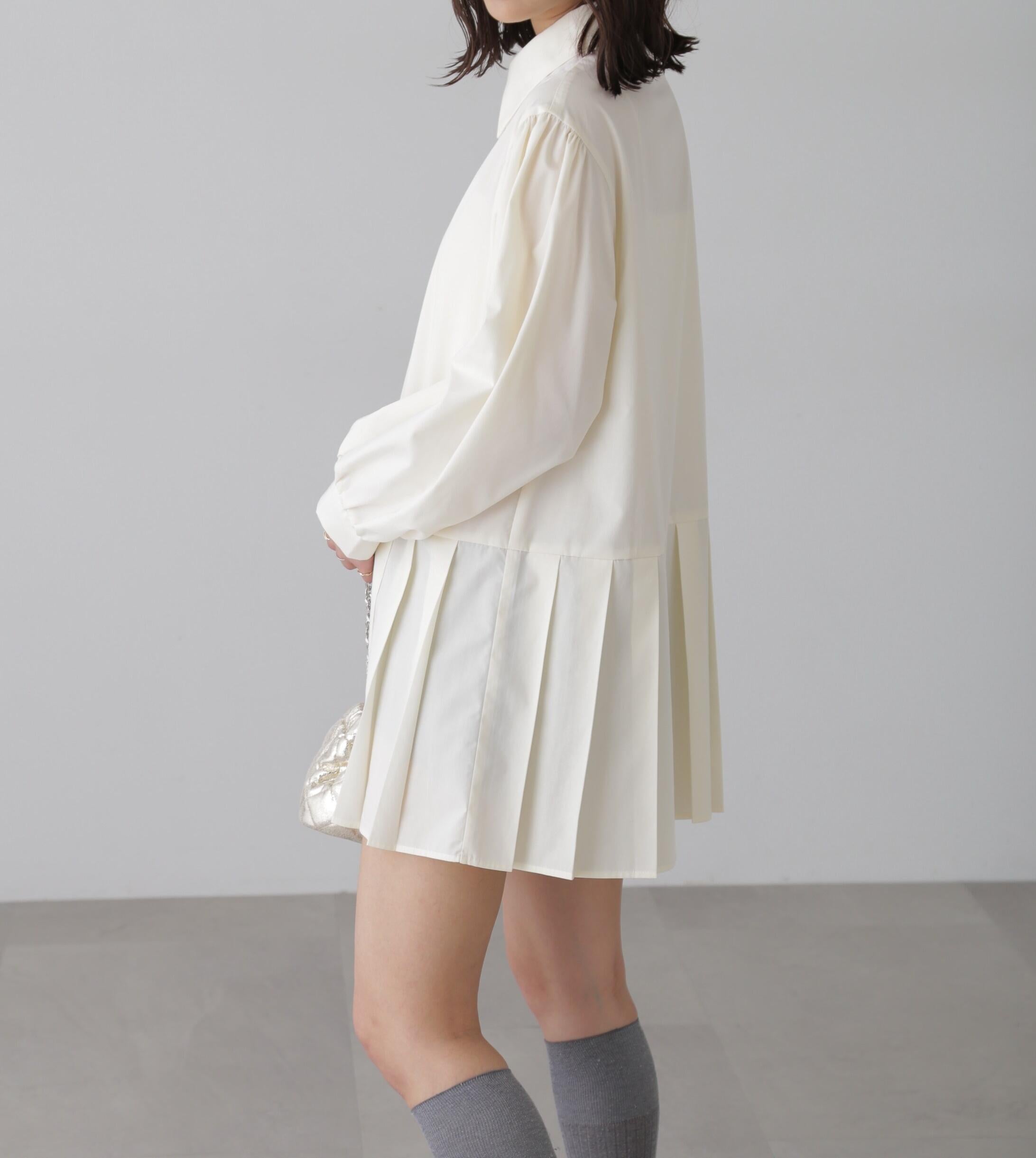プリーツティアードシャツミニワンピース オフ