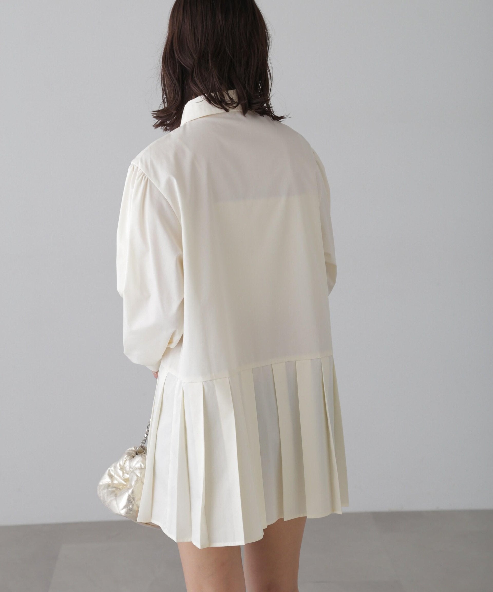 プリーツティアードシャツミニワンピース オフ