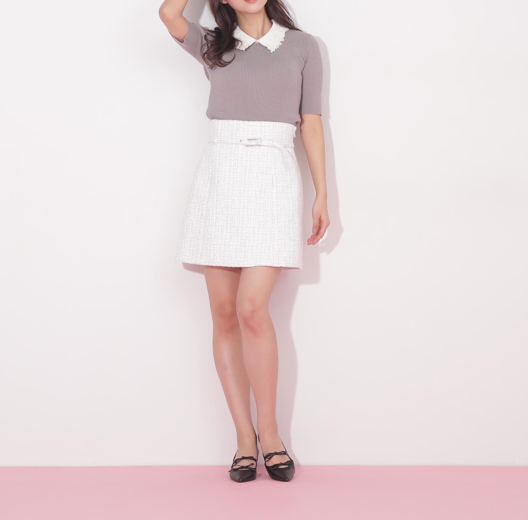 サマーツィードミニスカショーパン ホワイトミックス