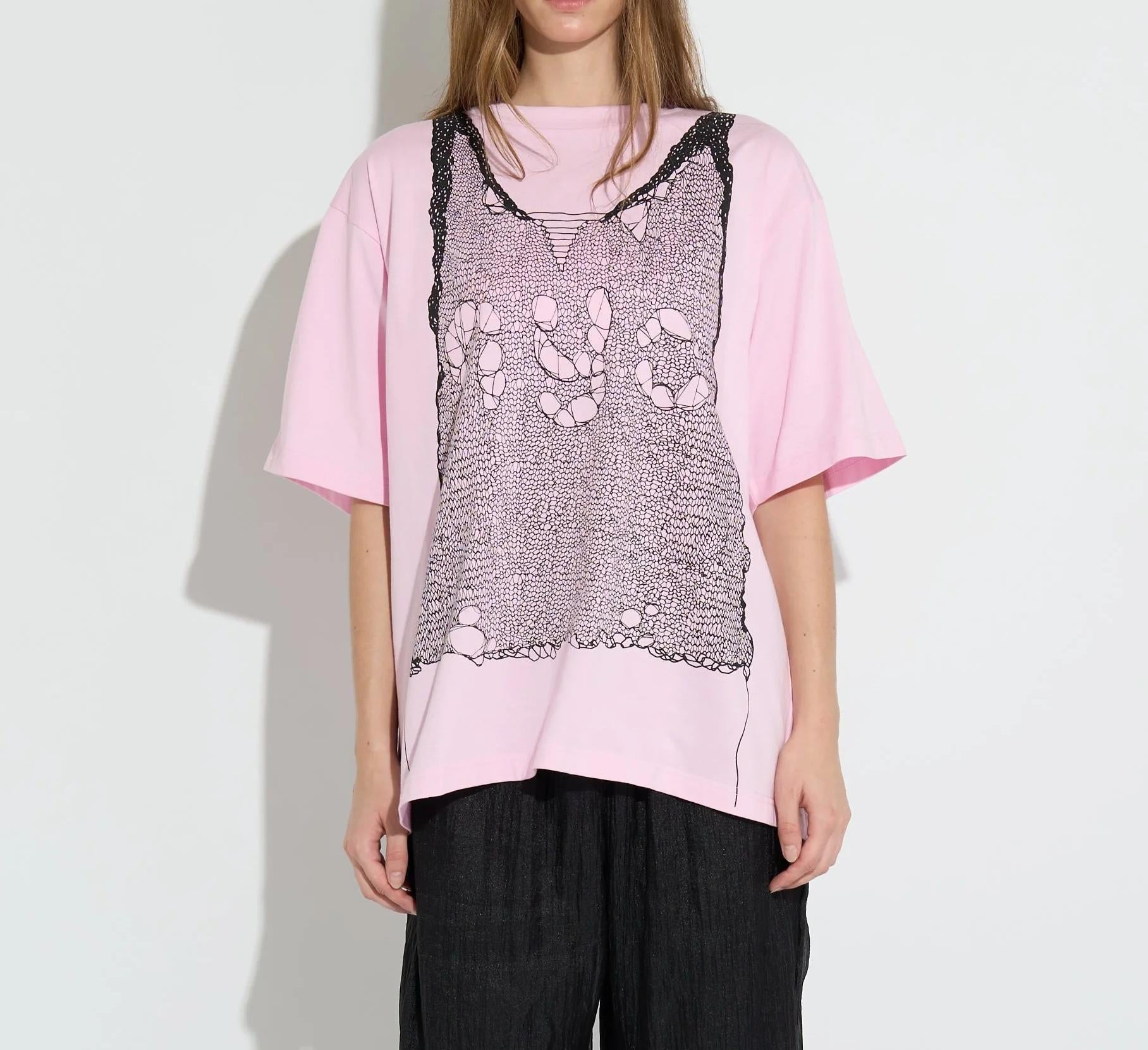 ANNA SUI NYC/アナ スイ エヌワイシー/トロンプルイユプリントビッグTシャツ ピンク