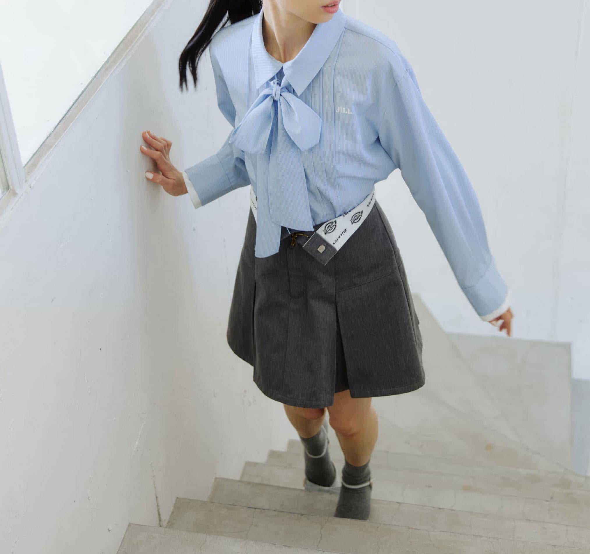 「Dickies × JILL by JILL STUART」別注タックミニスカート グレー