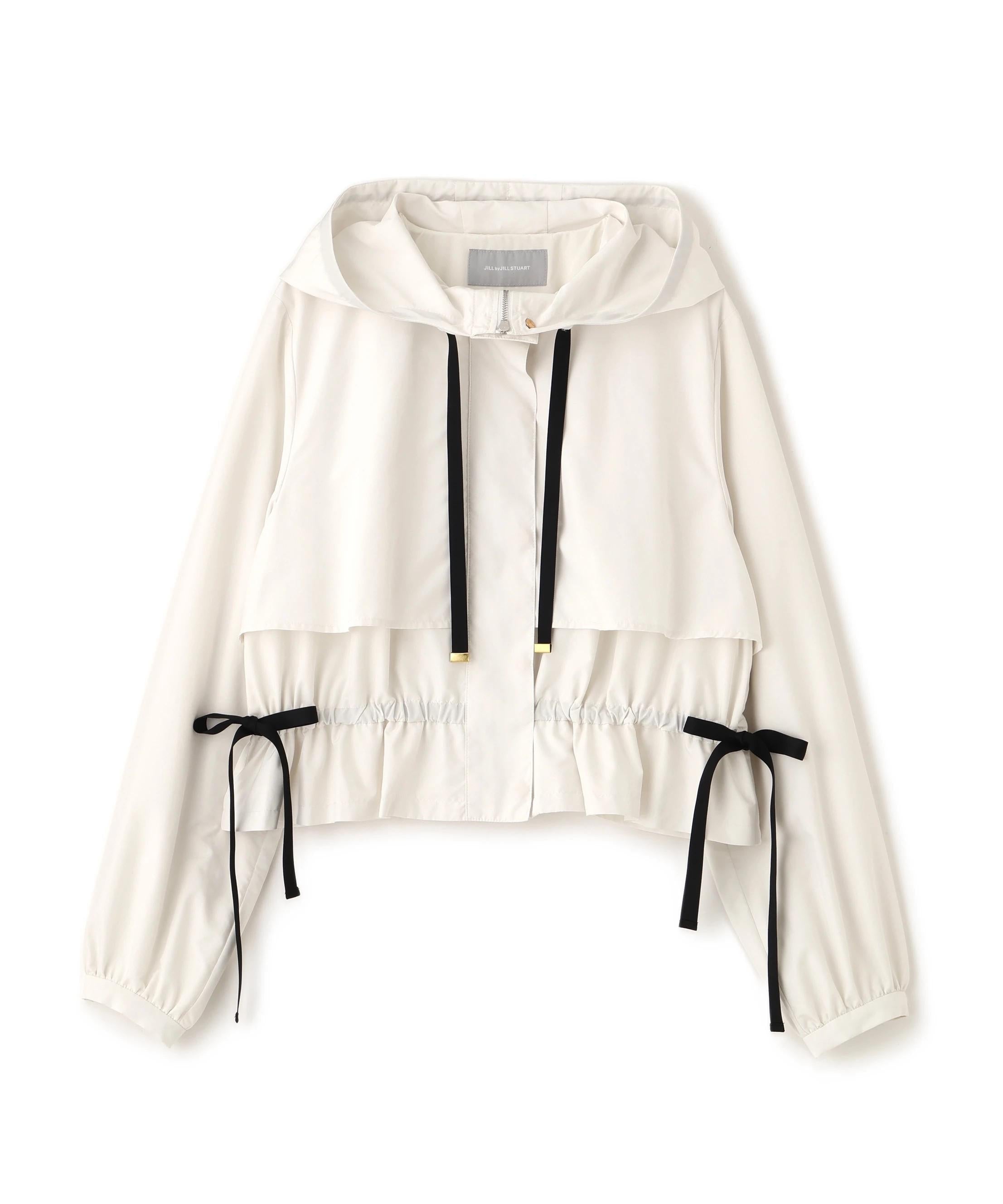 配色リボンペプラムジャケット ホワイト