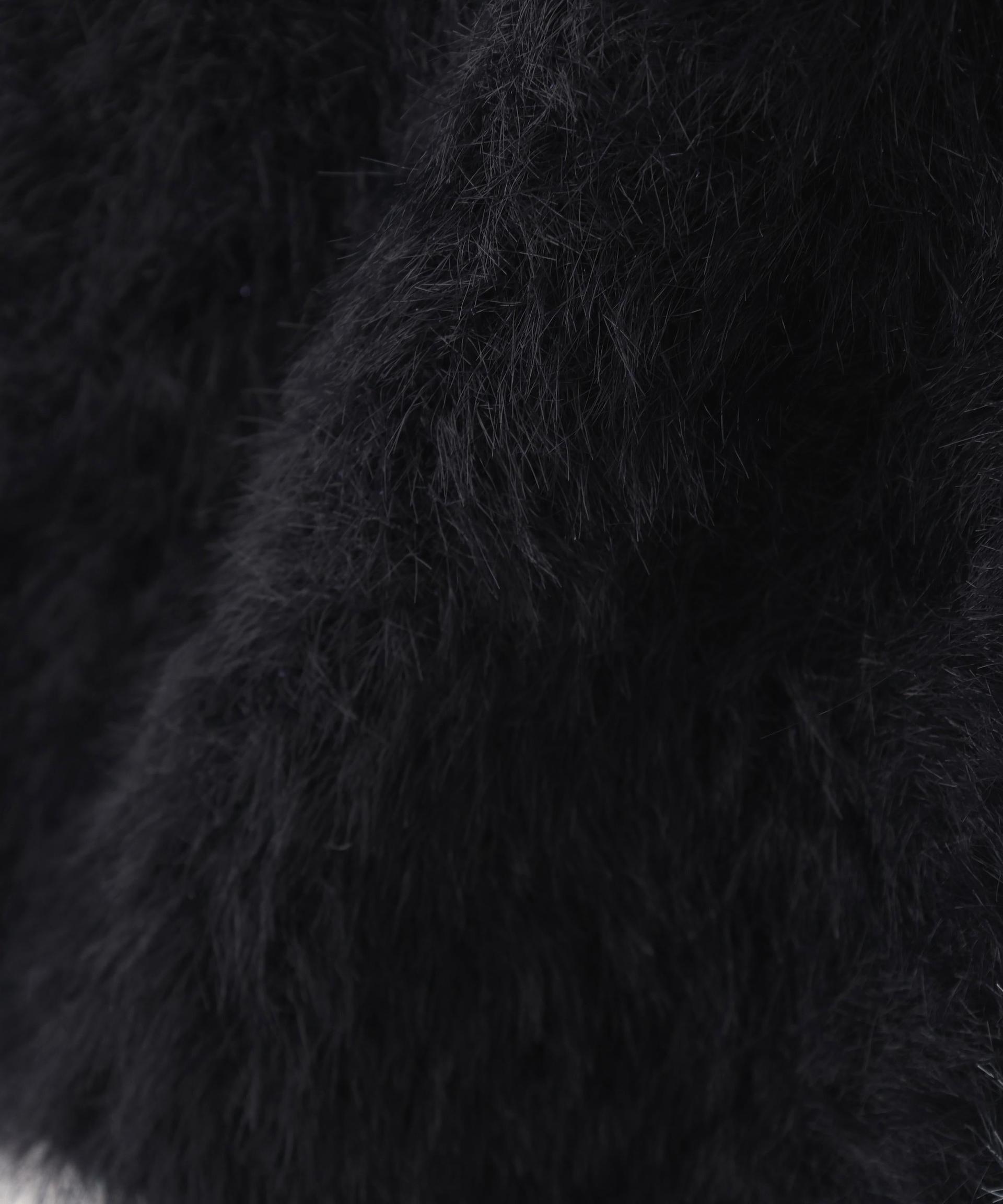 スパンコールフェザーニットジャケット ブラック×ホワイト1