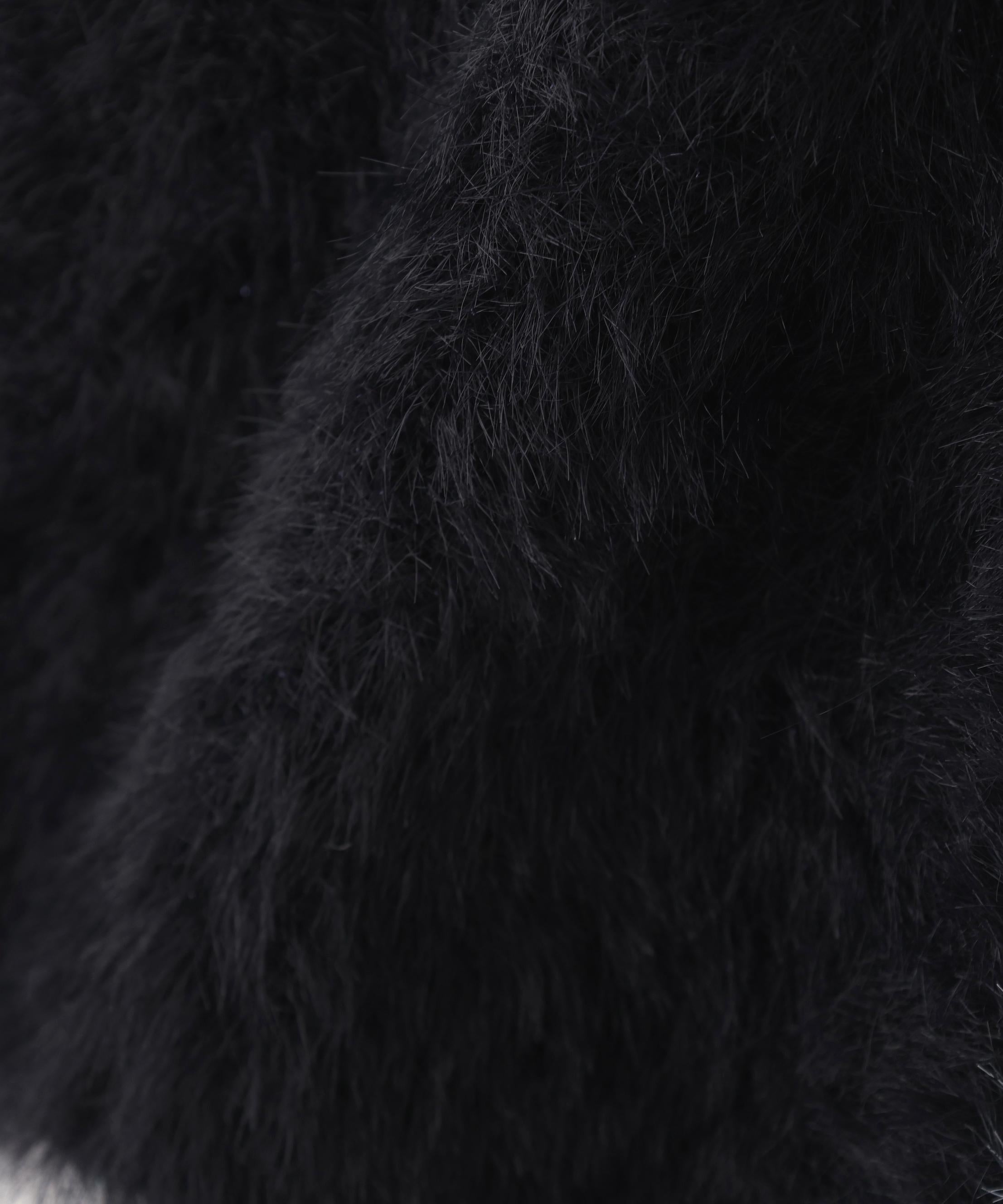 スパンコールフェザーニットジャケット ブラック×ホワイト1