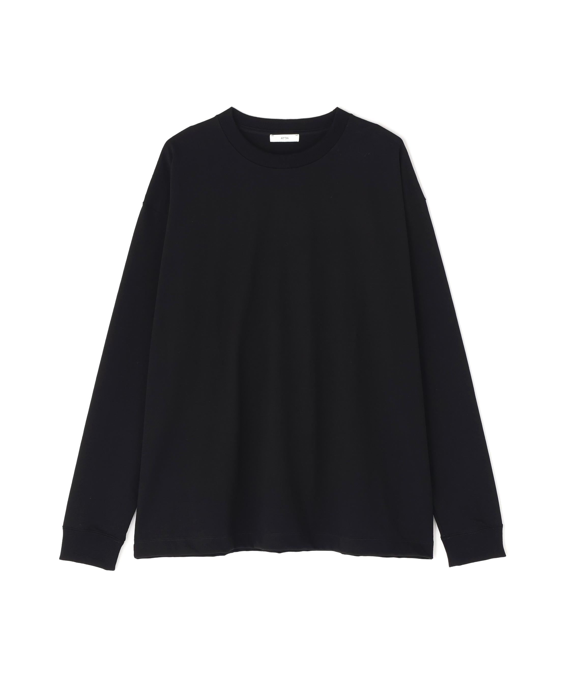 ATON (エイトン)12/- AIR SPINNING | LOOSE FIT LONG SLEEVE T-SHIRT ブラック