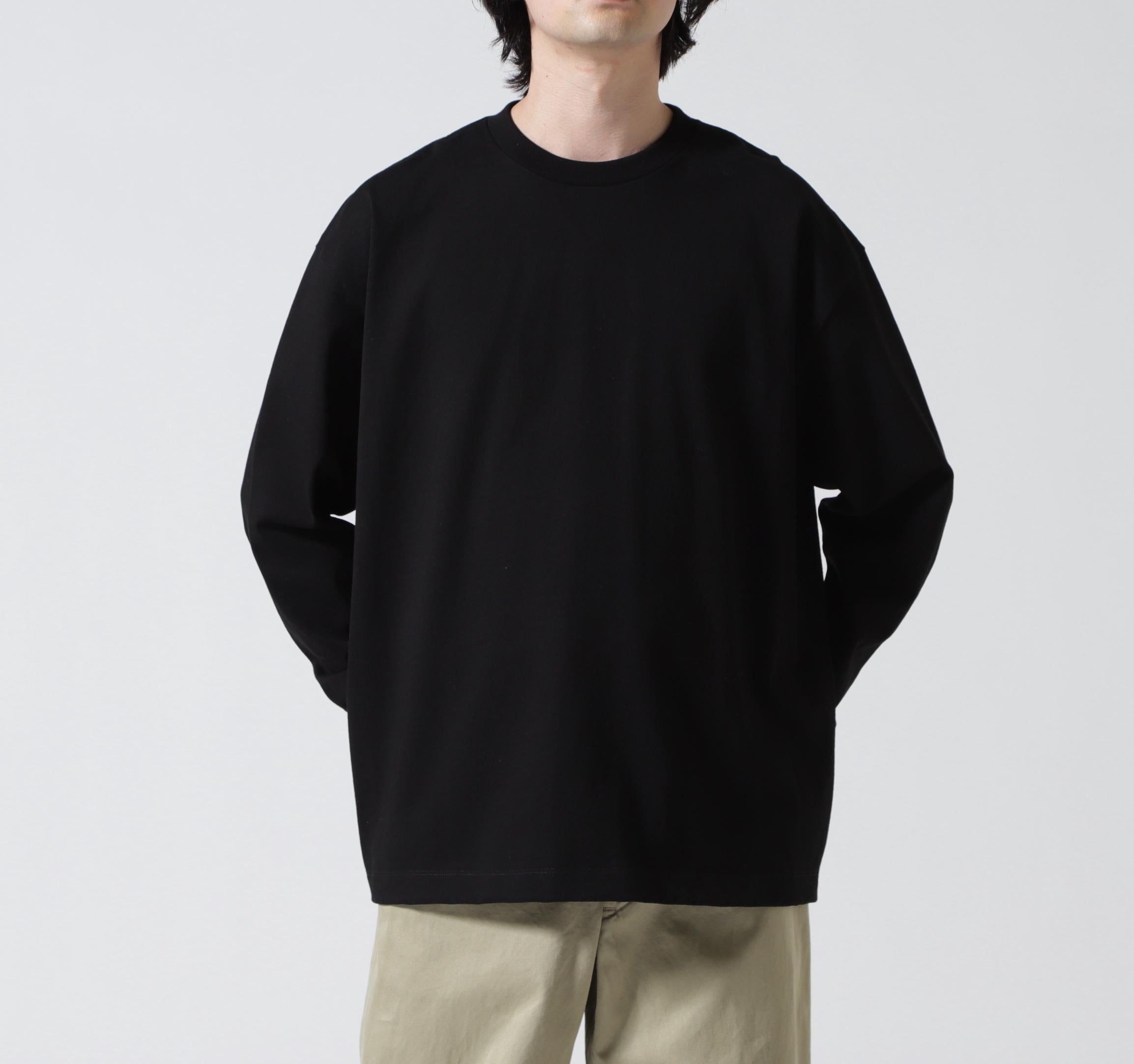 ATON (エイトン)12/- AIR SPINNING | LOOSE FIT LONG SLEEVE T-SHIRT ブラック