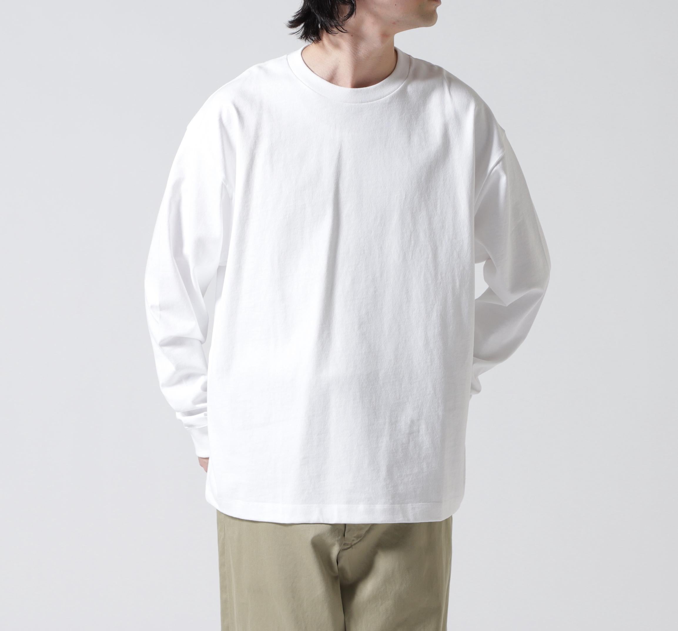 ATON (エイトン)12/- AIR SPINNING | LOOSE FIT LONG SLEEVE T-SHIRT ホワイト