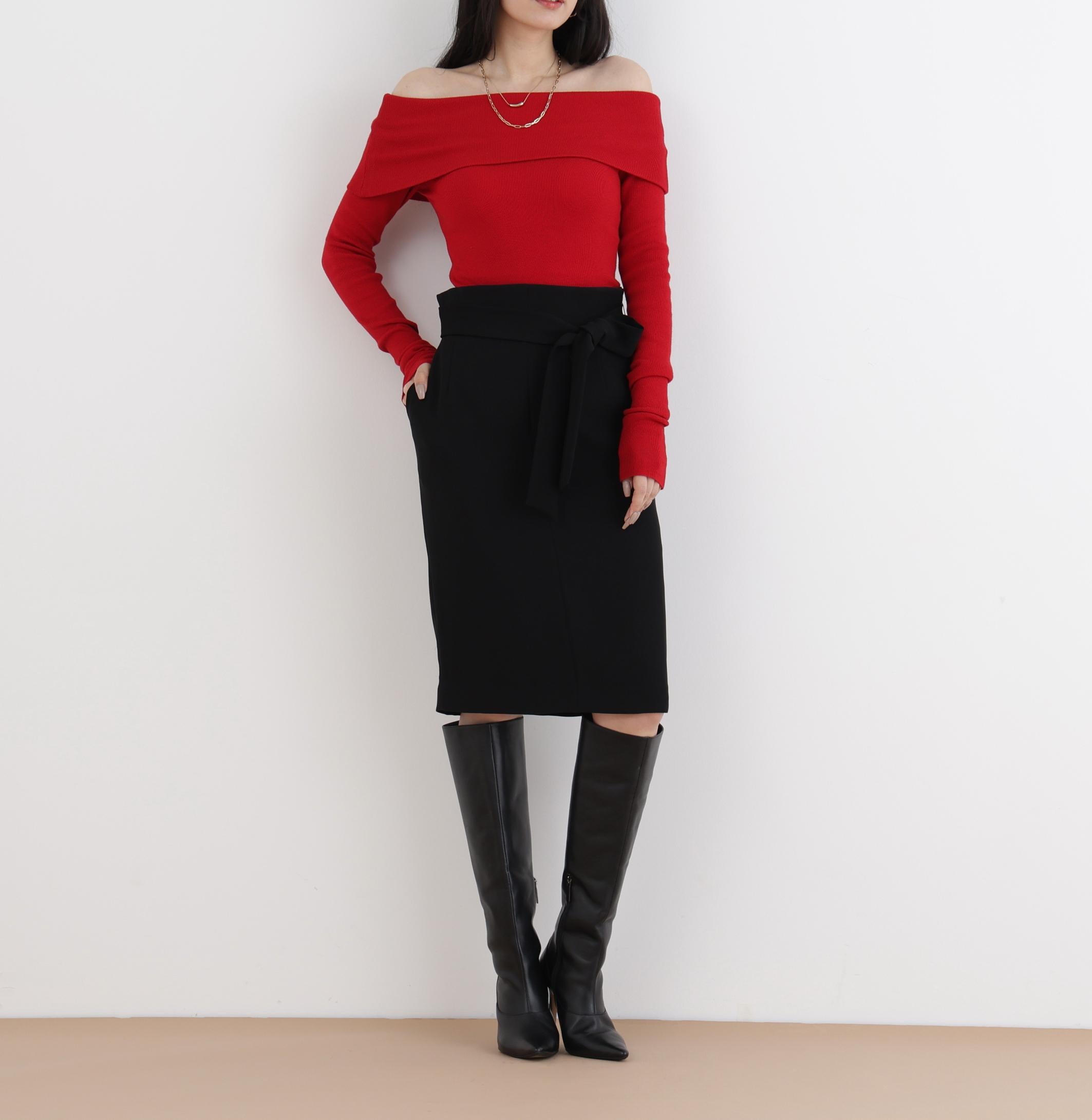 ◆2WAYベルトタイトスカート ブラック