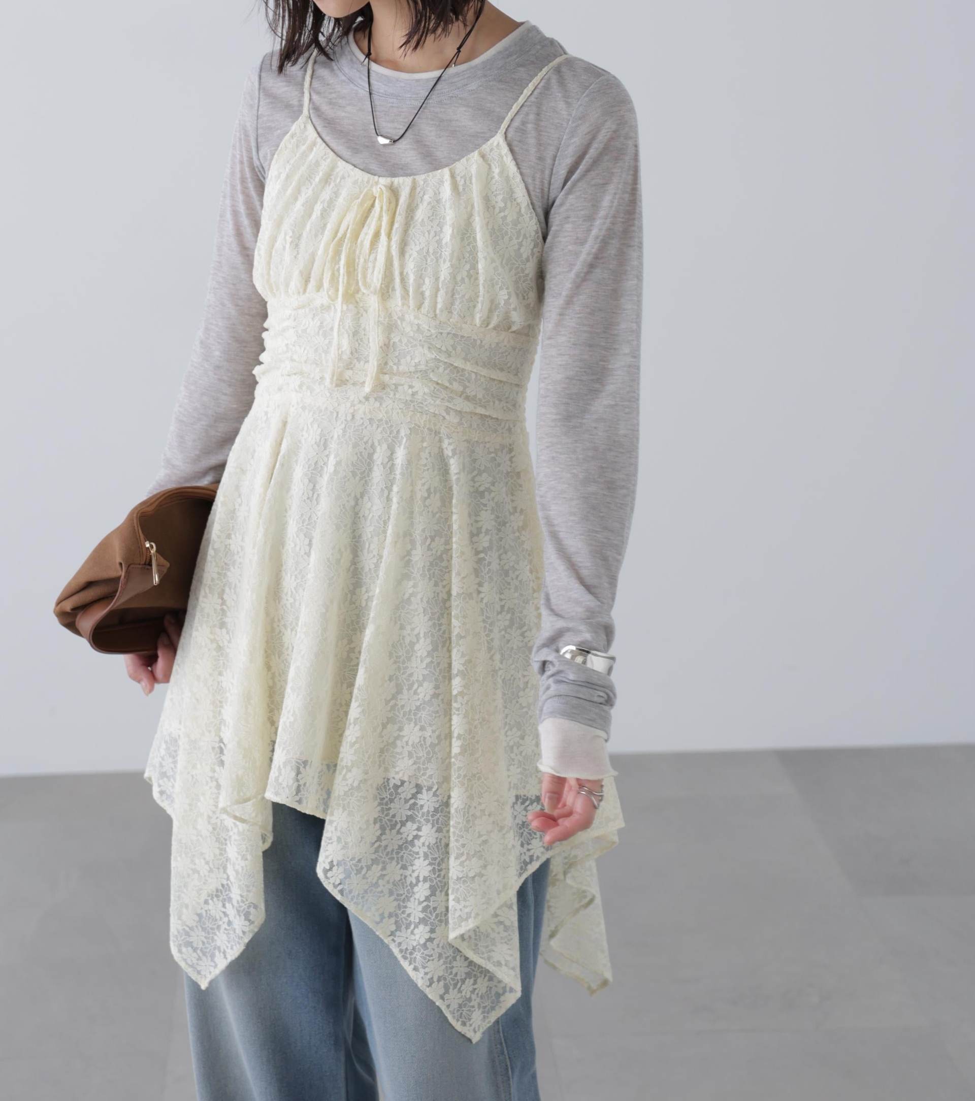 イレヘムチュニックキャミワンピース オフレース