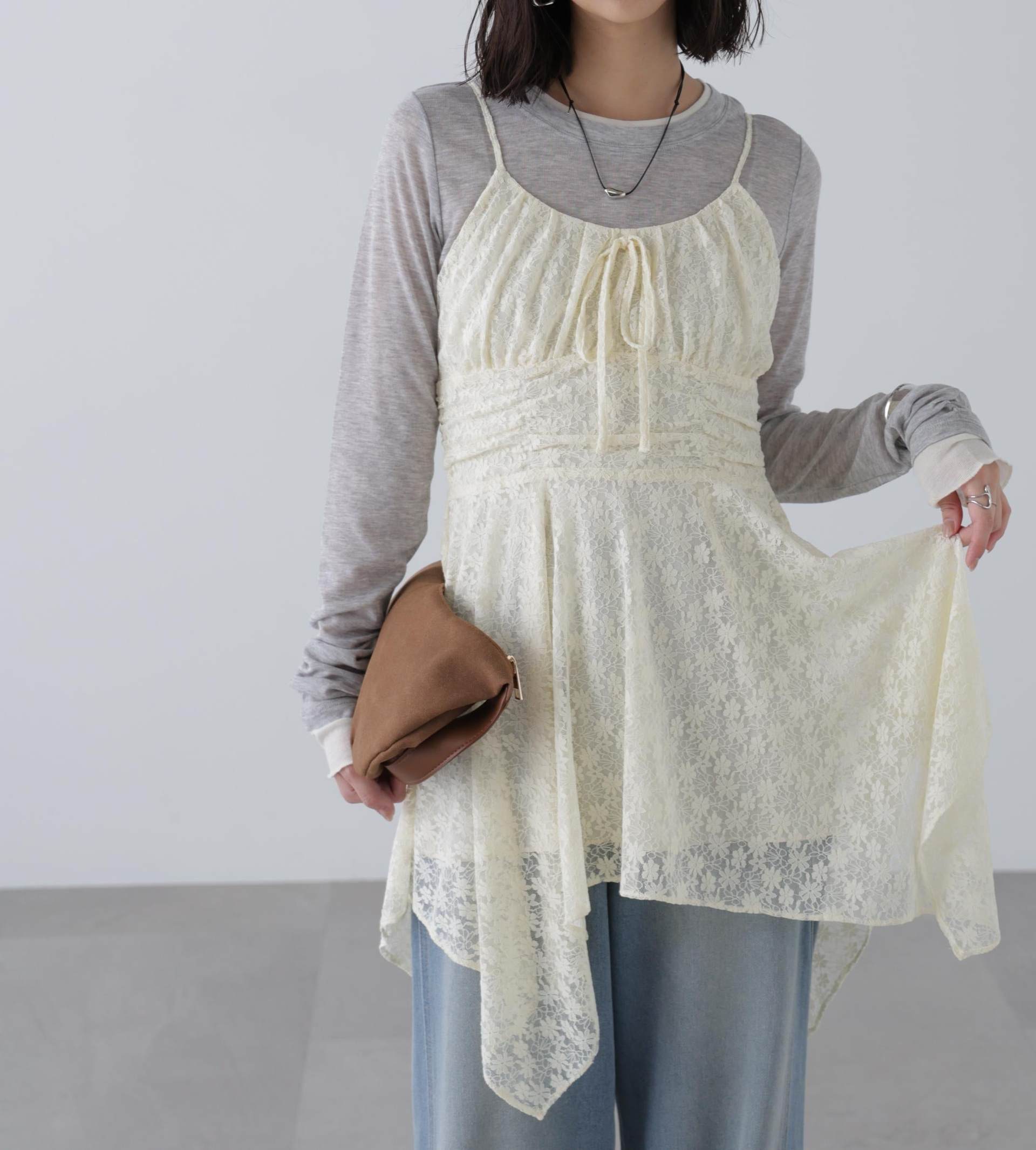 イレヘムチュニックキャミワンピース オフレース