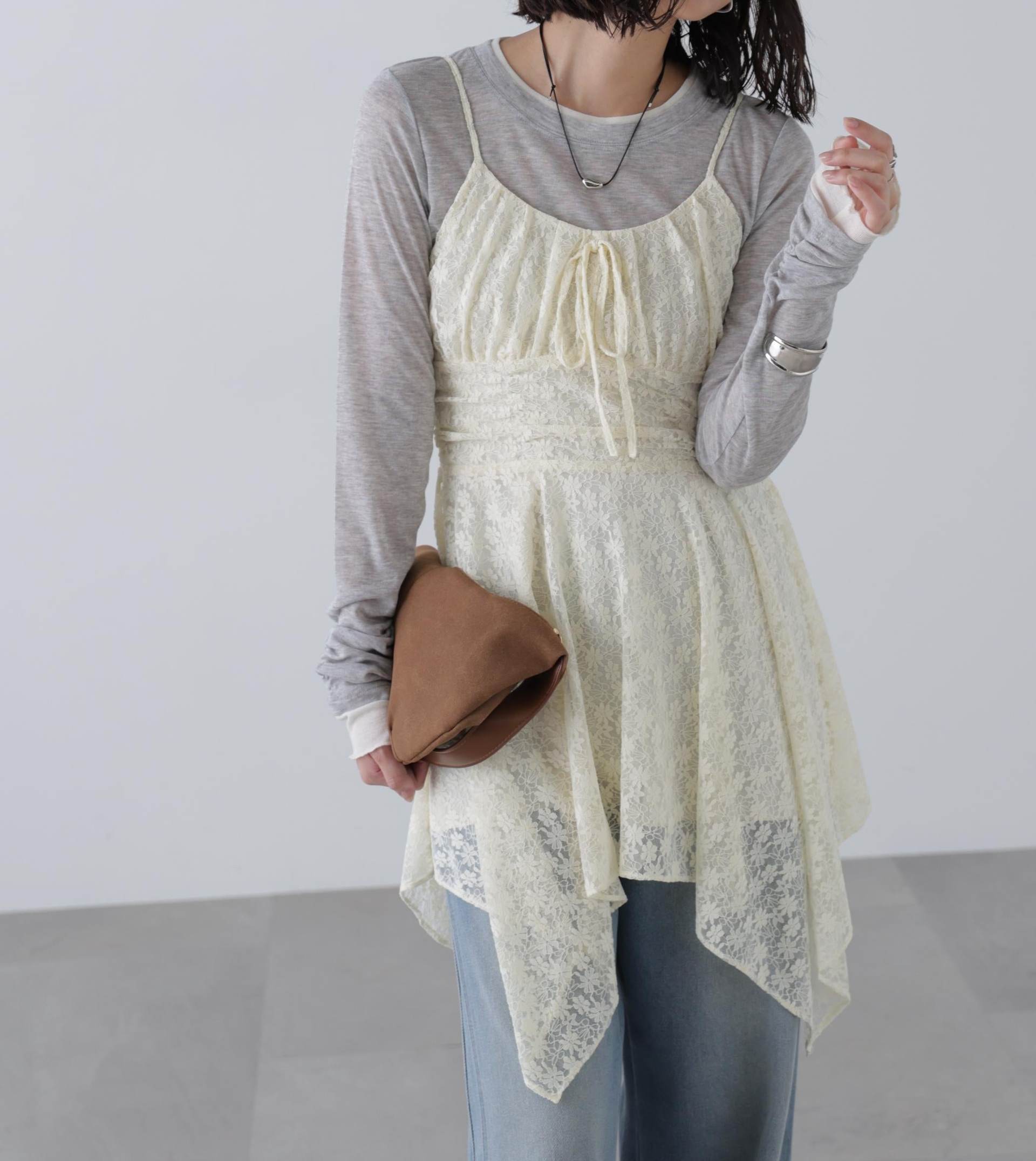 イレヘムチュニックキャミワンピース オフレース