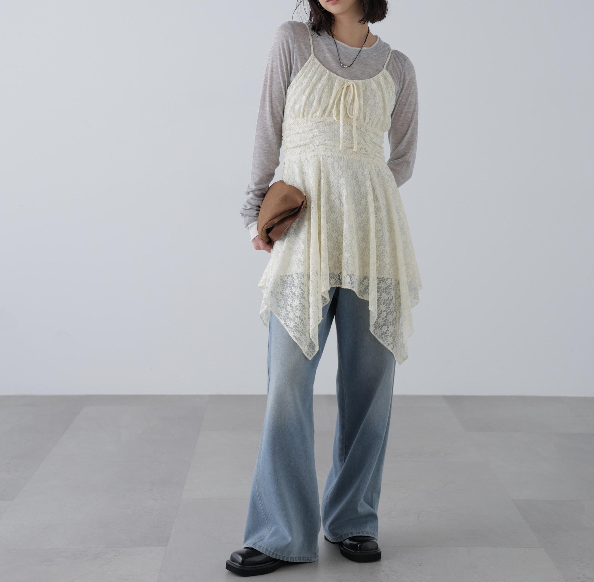 イレヘムチュニックキャミワンピース オフレース