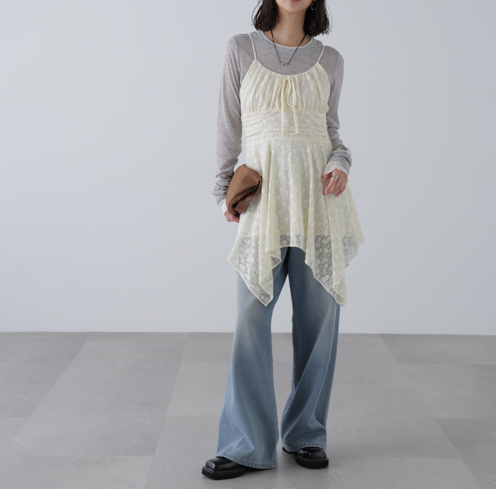 イレヘムチュニックキャミワンピース オフレース