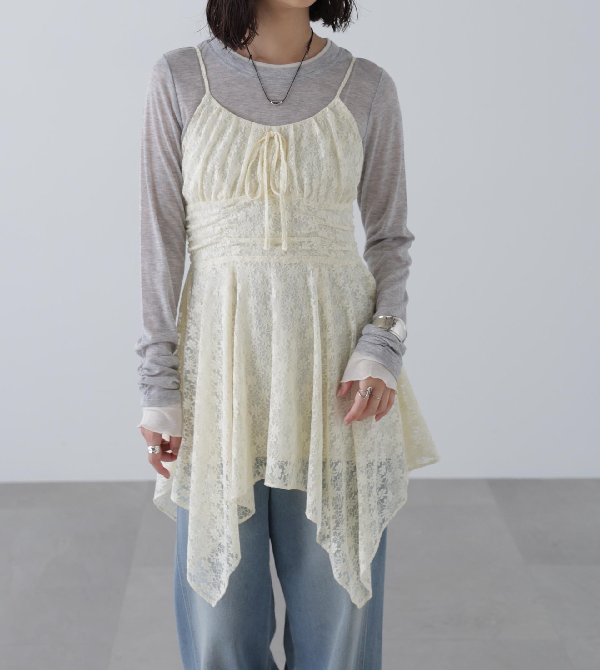 イレヘムチュニックキャミワンピース オフレース