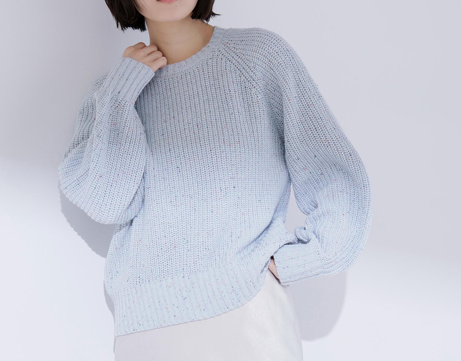 カラーネップオーバーニット ブルー2